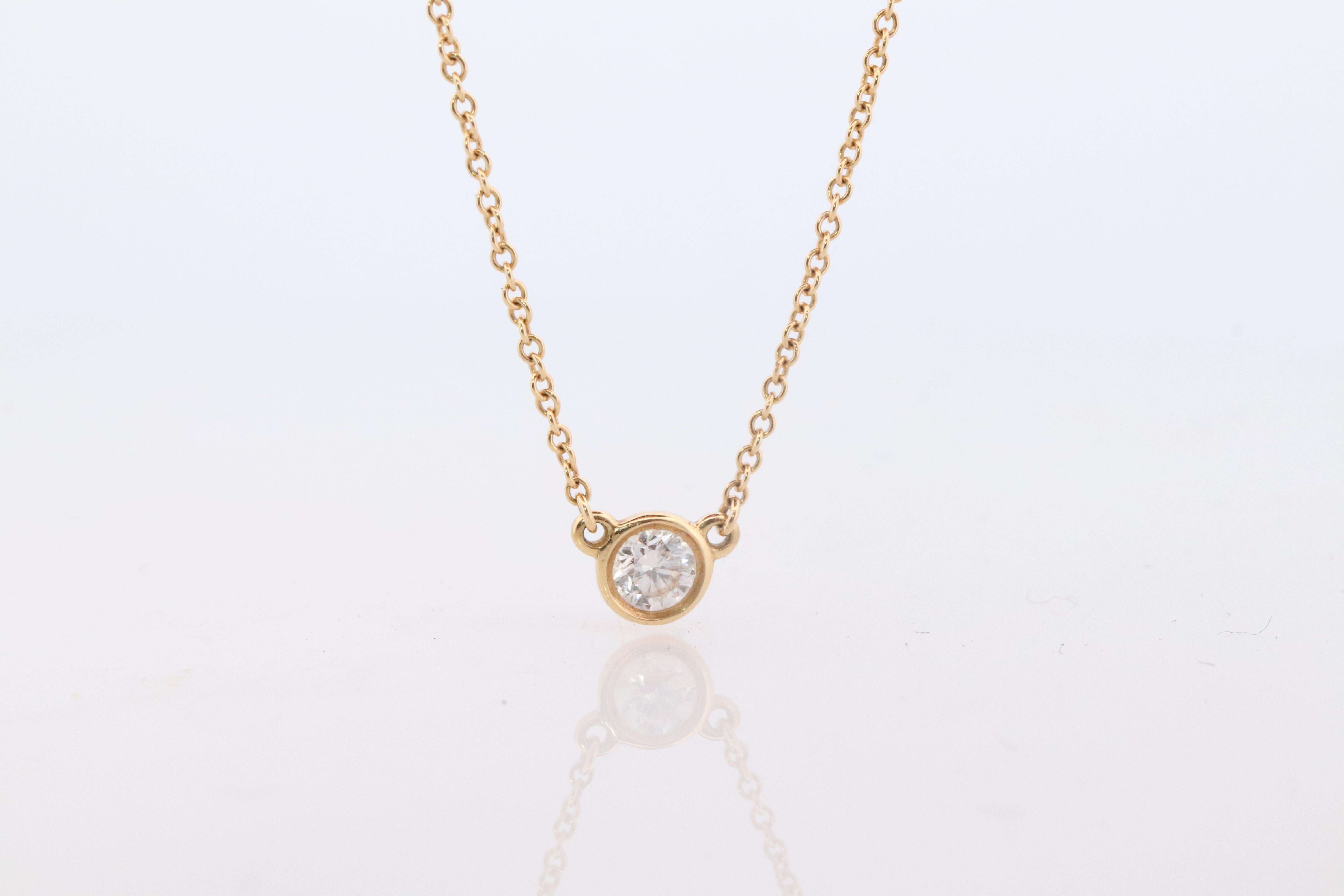 Vintage Tiffany Co Necklace Elsa Peretti Diamond by the Yard 0.30ct Solitaire 1P In Good Condition For Sale In Port Charlotte, FL