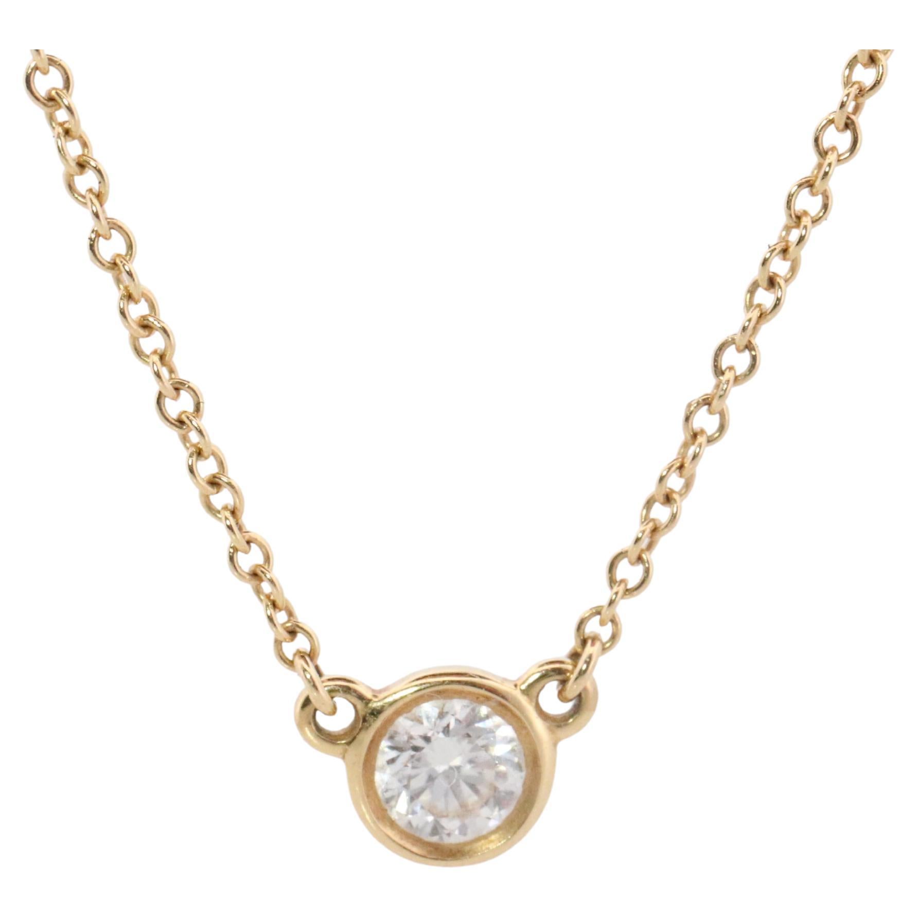 Collar vintage Tiffany Co. Elsa Peretti Diamante en bruto 0,30 ct Solitario 1P