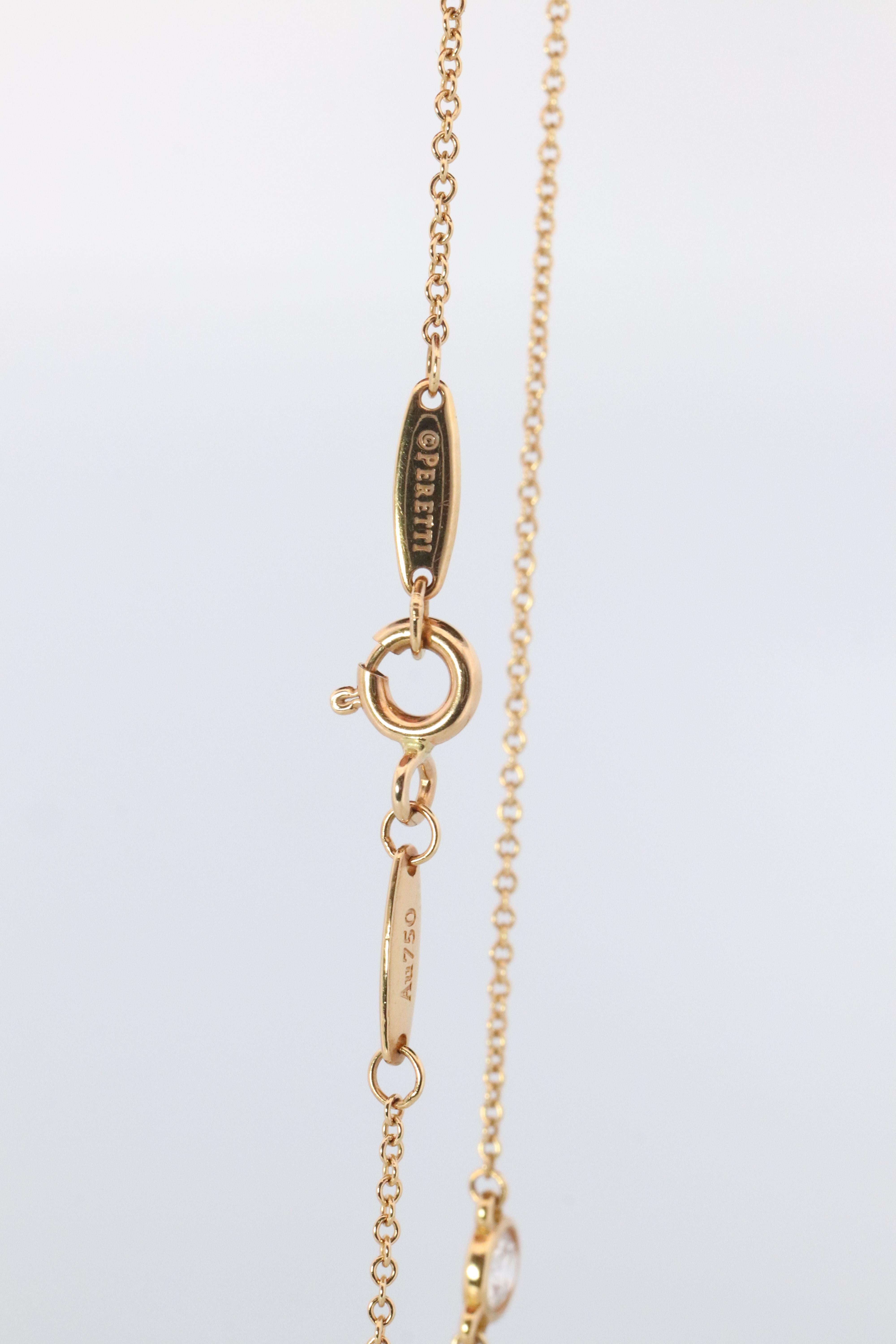 Modern Vintage Tiffany Co Necklace Elsa Peretti Diamond by the Yard 0.36ct Solitaire 1P For Sale