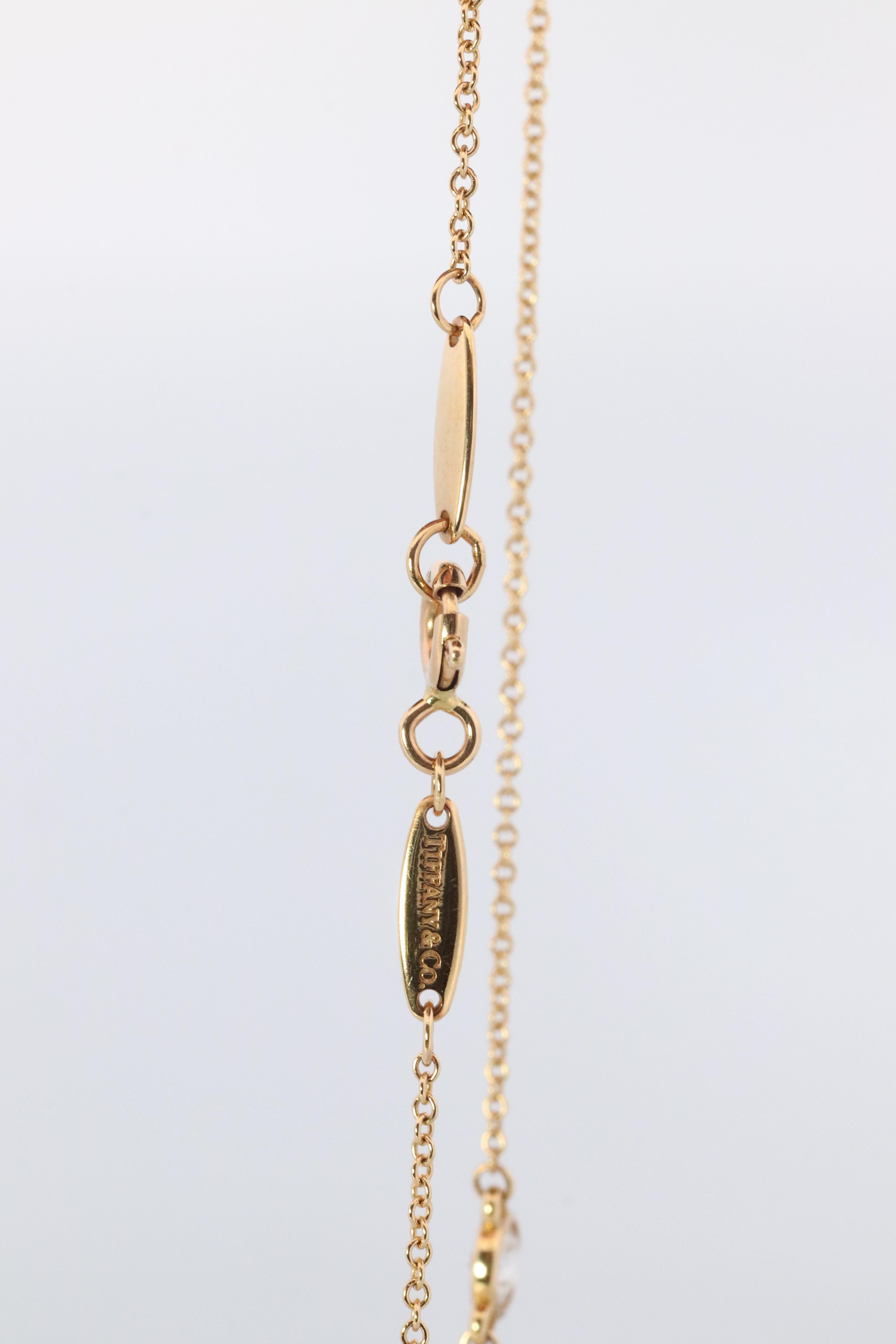 Round Cut Vintage Tiffany Co Necklace Elsa Peretti Diamond by the Yard 0.36ct Solitaire 1P For Sale