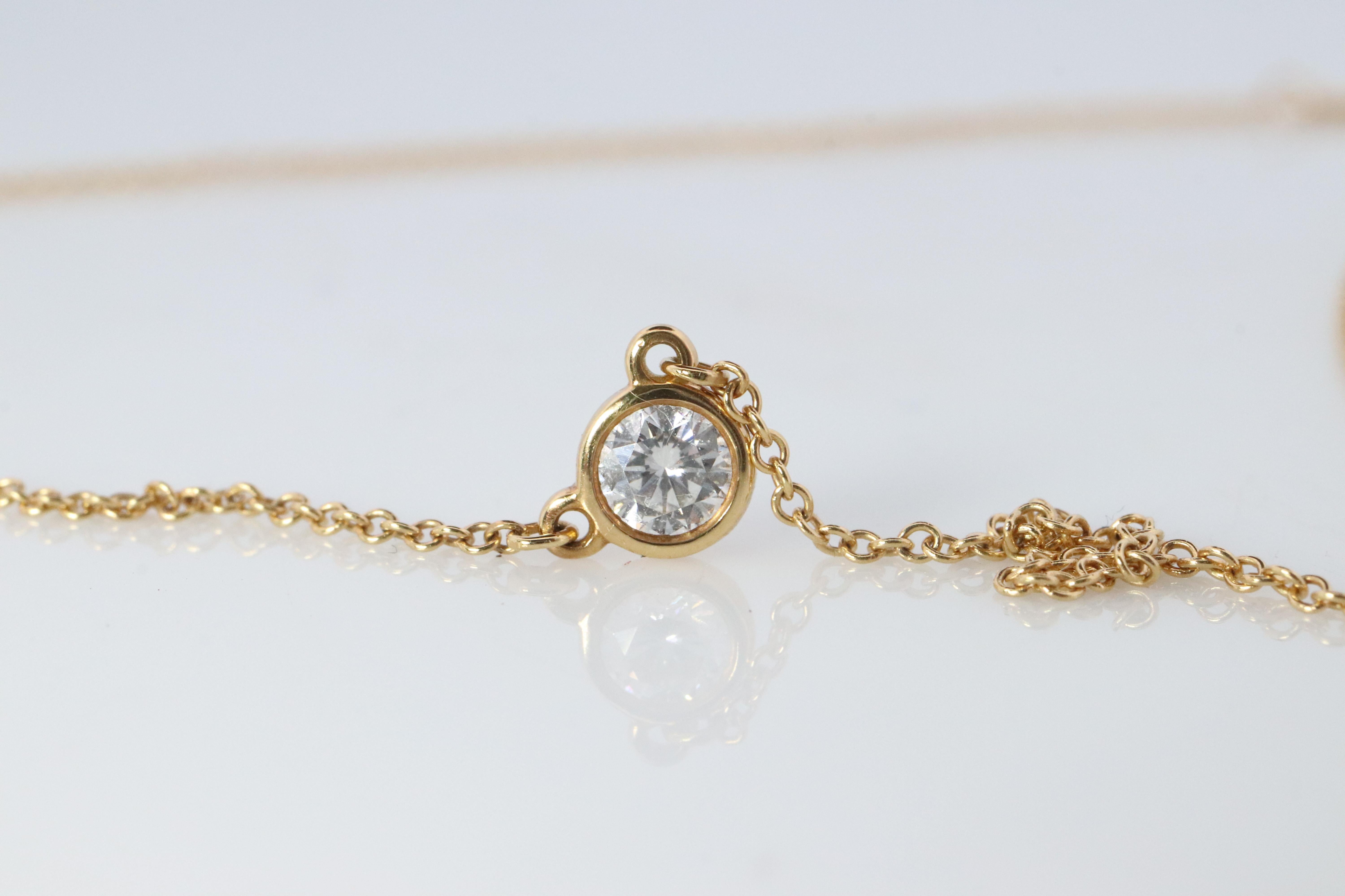 Vintage Tiffany Co Necklace Elsa Peretti Diamond by the Yard 0.36ct Solitaire 1P In Good Condition For Sale In Port Charlotte, FL