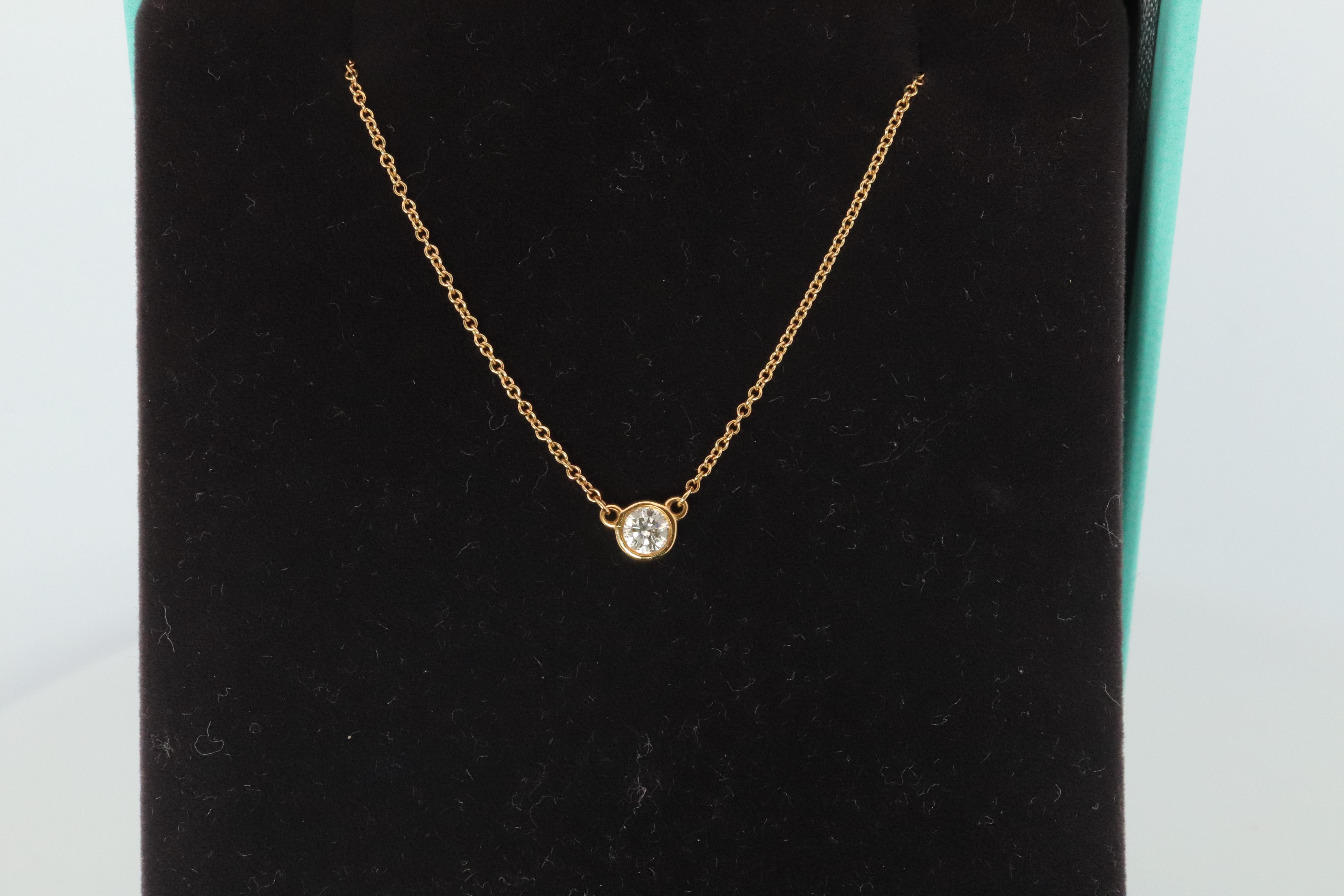 Vintage Tiffany Co Necklace Elsa Peretti Diamond by the Yard 0.36ct Solitaire 1P For Sale 1