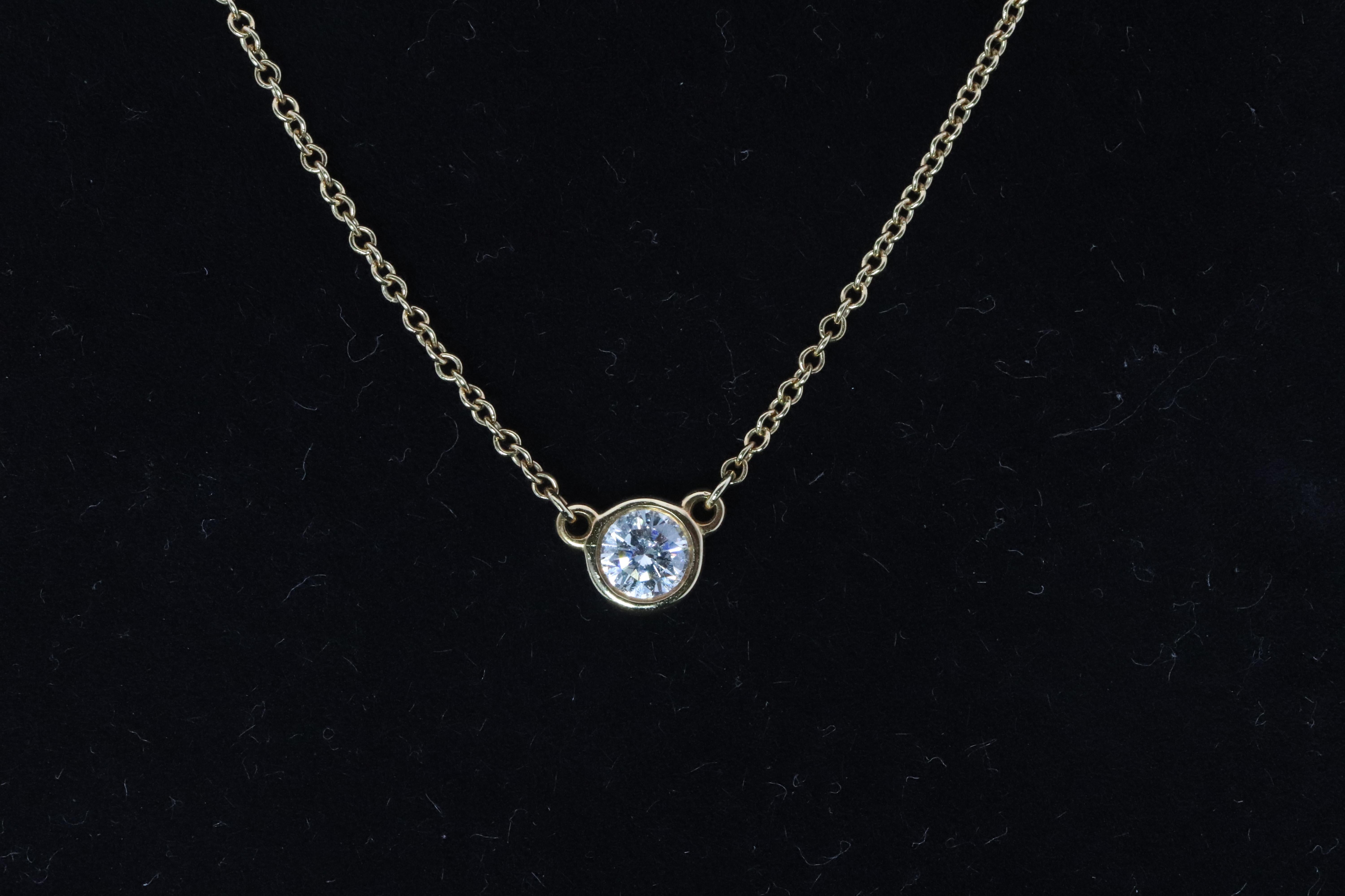 Vintage Tiffany Co Necklace Elsa Peretti Diamond by the Yard 0.36ct Solitaire 1P For Sale 2