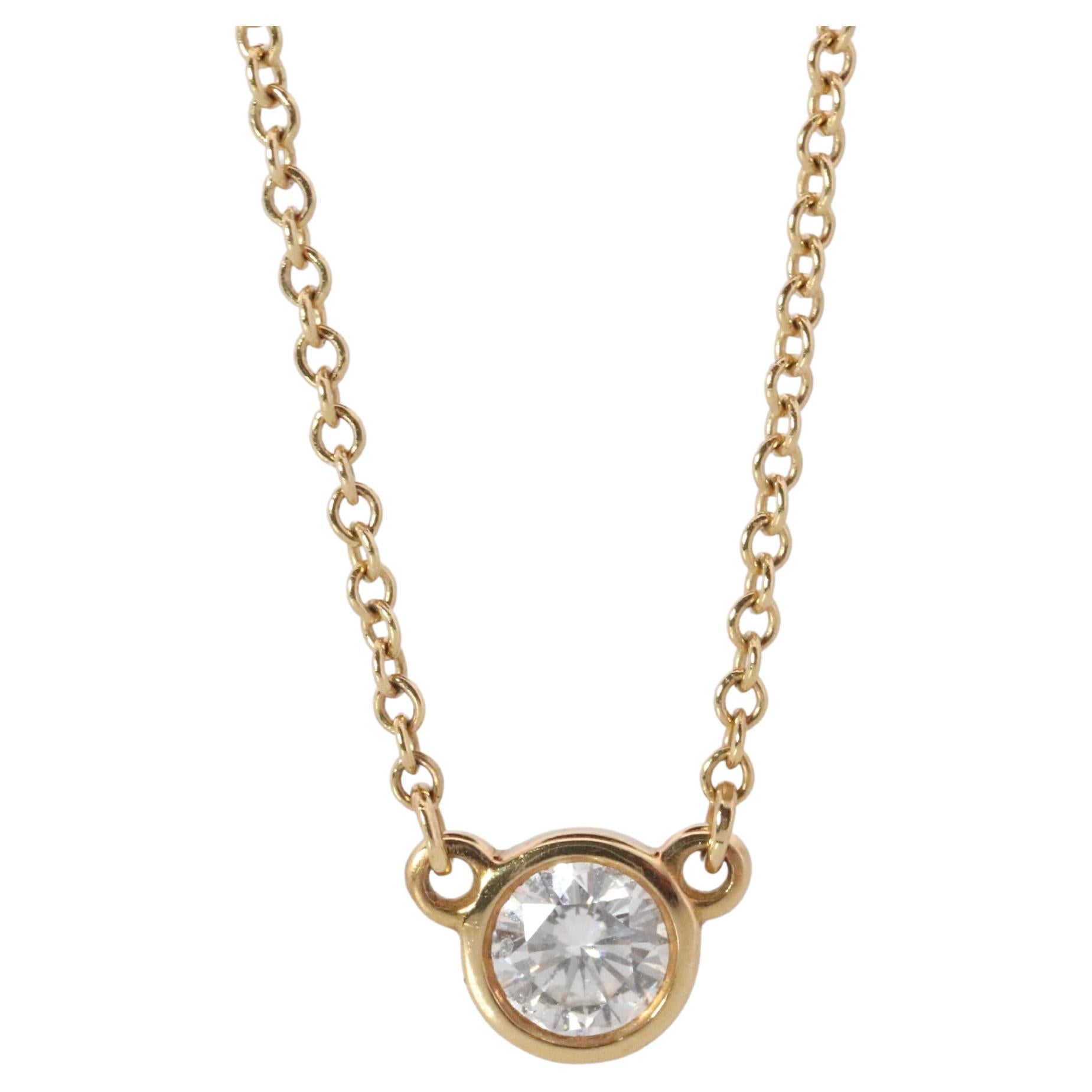 Vintage Tiffany Co Necklace Elsa Peretti Diamond by the Yard 0.36ct Solitaire 1P