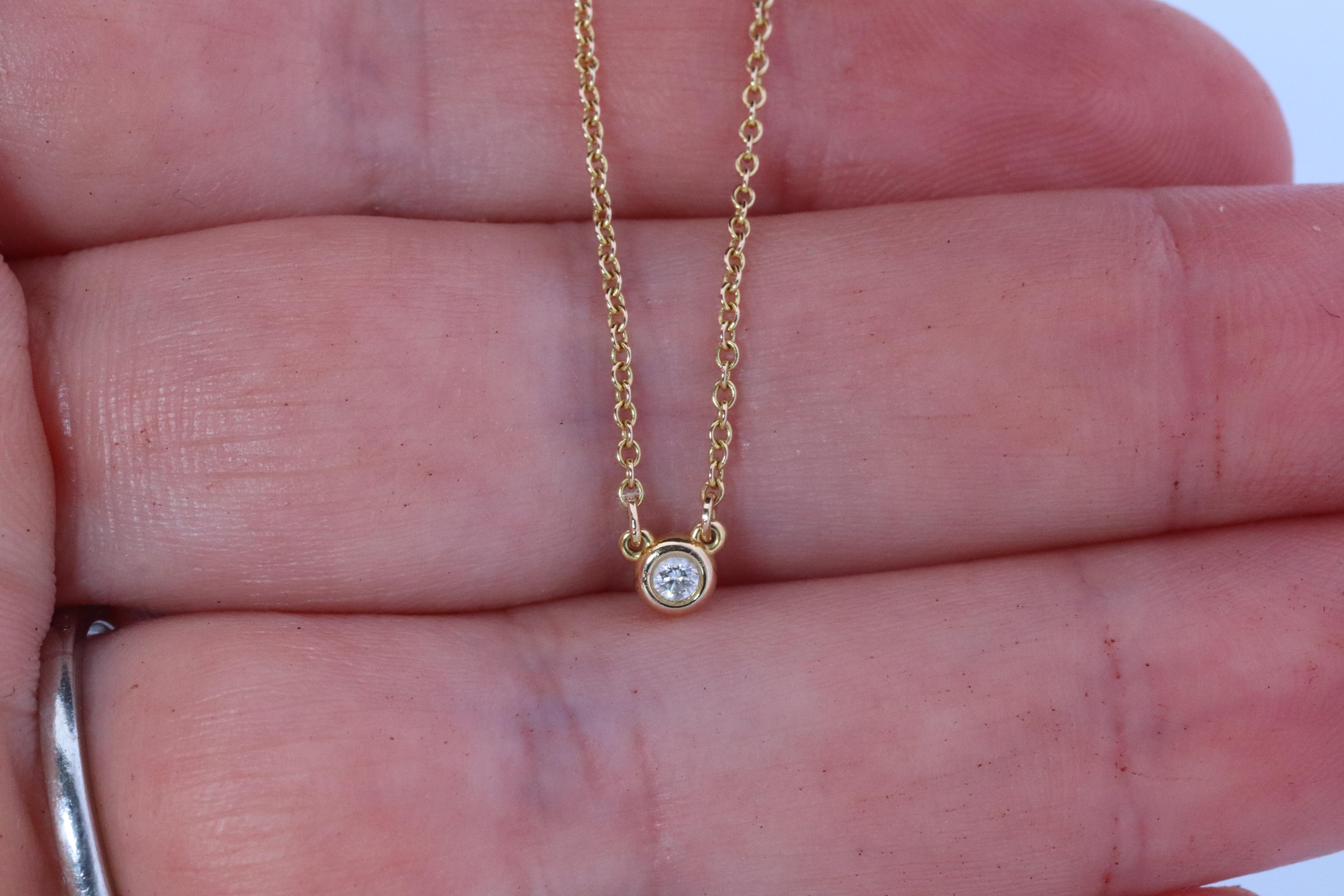 Vintage Tiffany Co Necklace. Elsa Peretti Diamond by the Yard Solitaire 1P For Sale 1