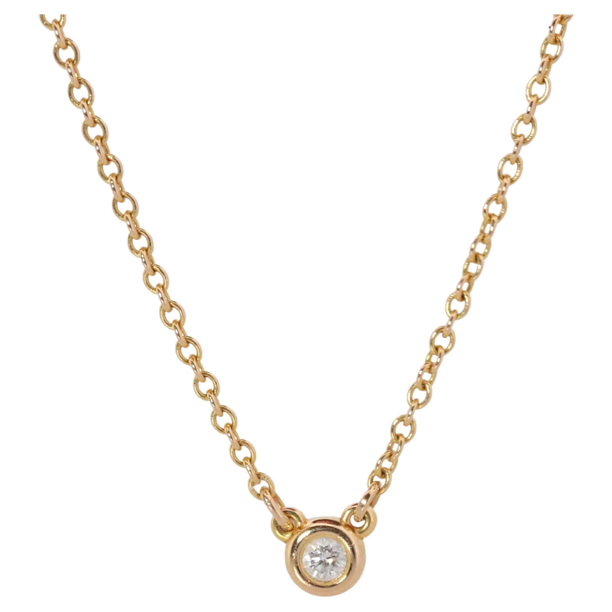 Collar vintage Tiffany Co. Elsa Peretti Solitario de diamantes por metros 1P