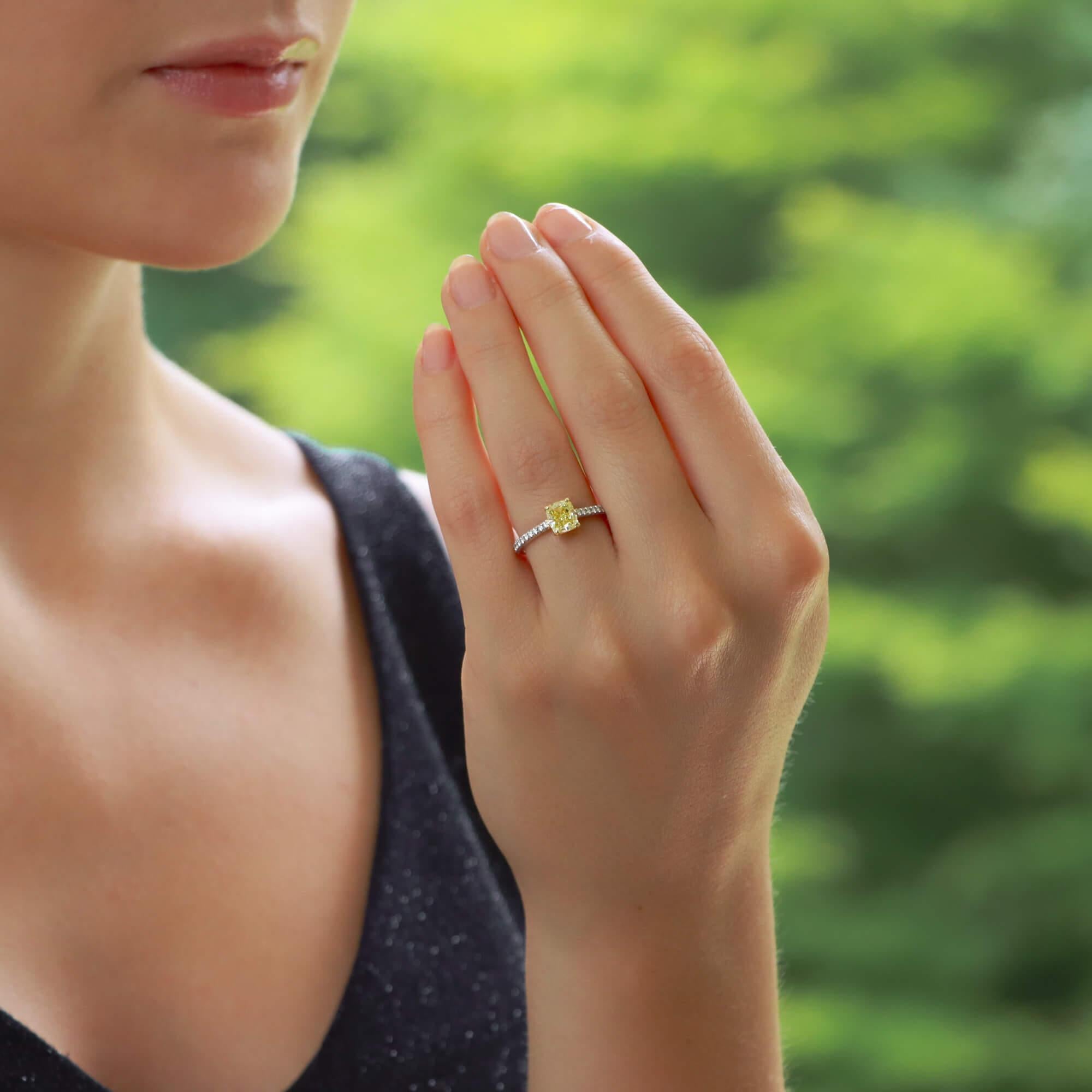Modern Vintage Tiffany & Co. 'Novo' Fancy Intense Yellow Diamond Ring in Platinum 