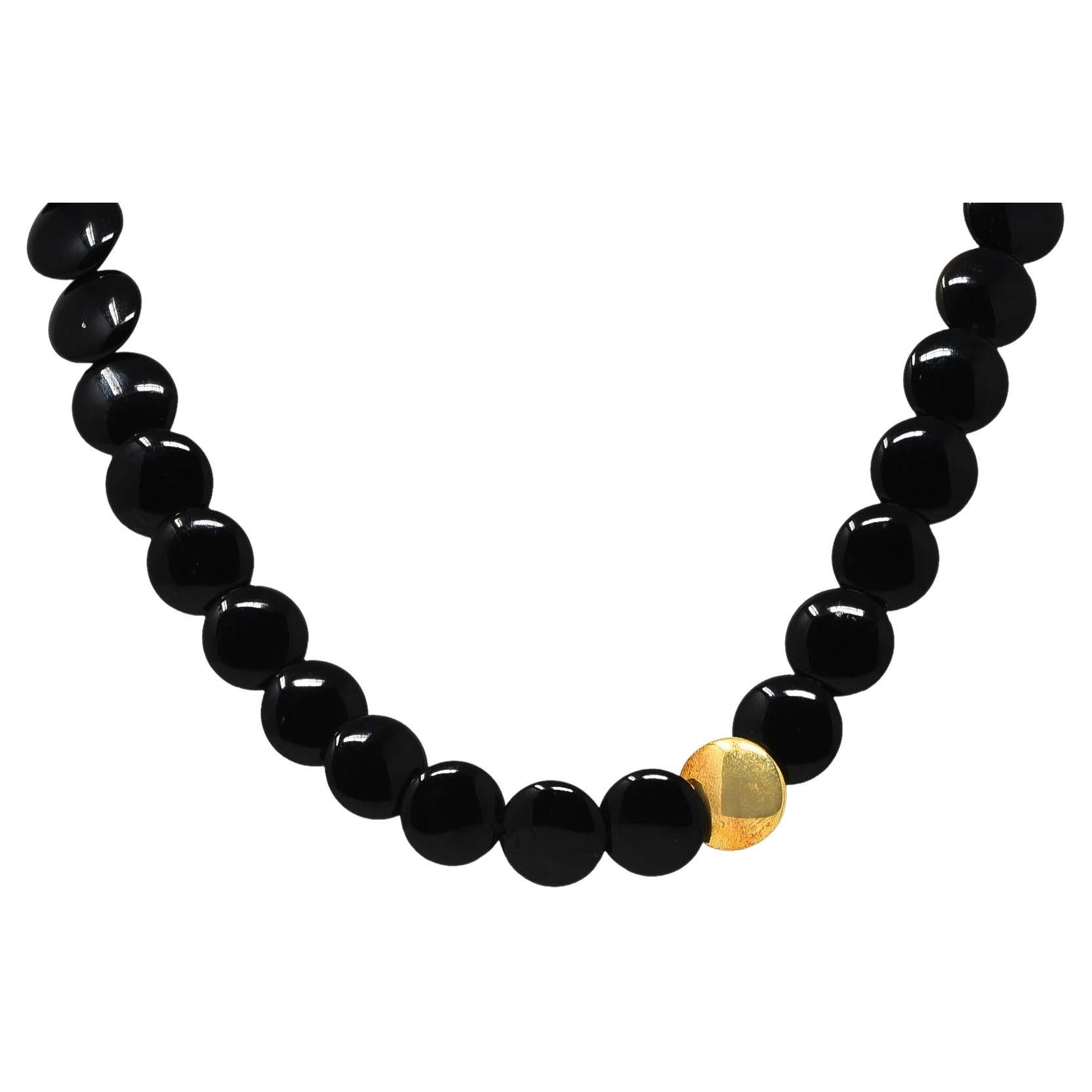 Vintage Tiffany 
Co. Onyx 18 Karat Yellow Gold Mod Circle Bead Strand Necklace
