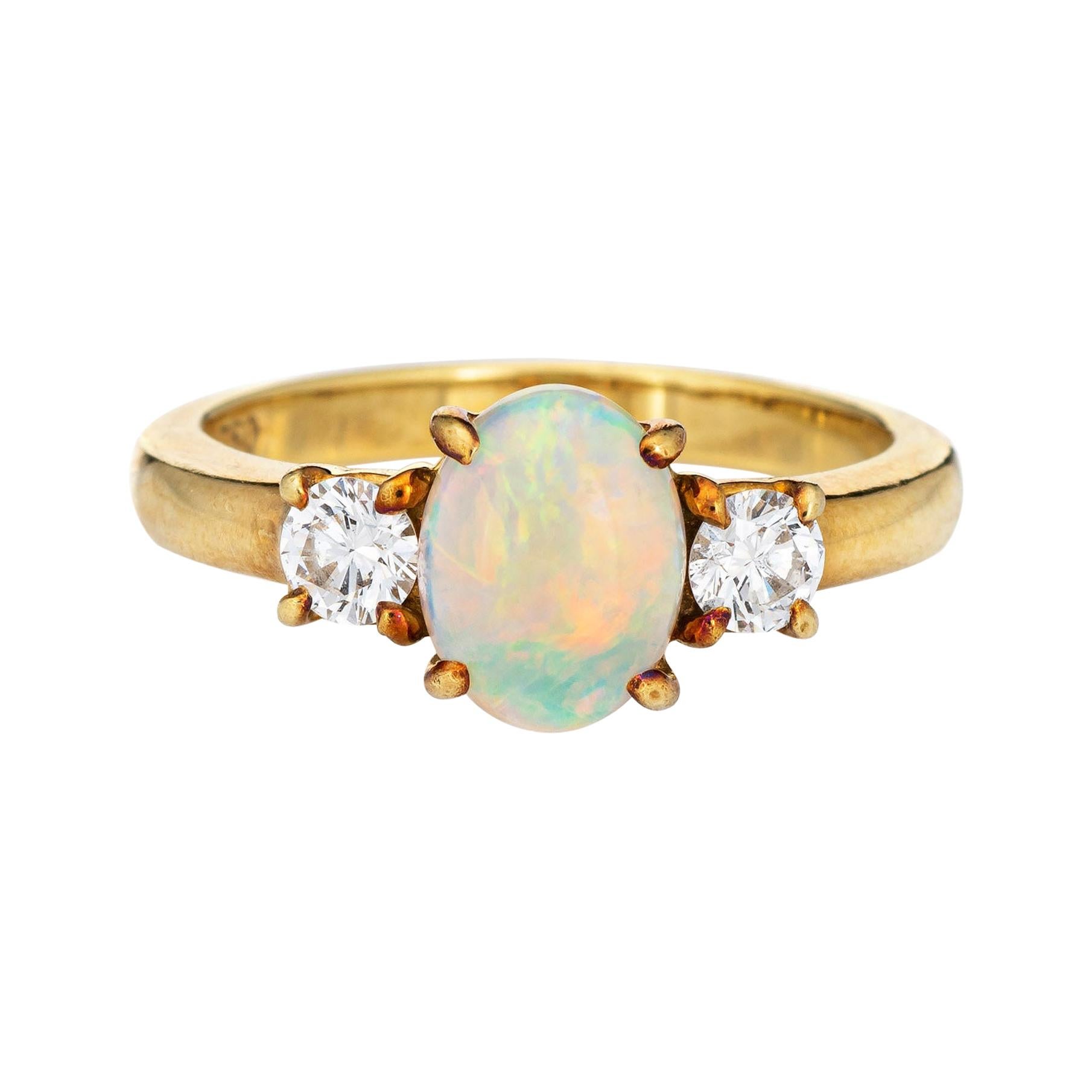 Vintage Tiffany & Co. Opal Diamond Ring Estate Fine Signed Jewelry