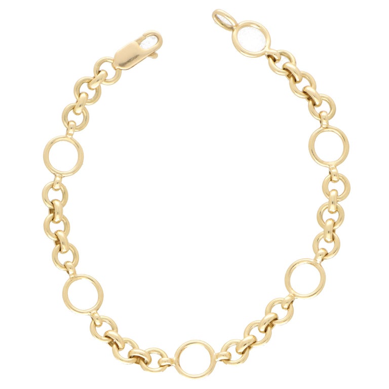 Vintage Tiffany & Co. Open Link Chain Bracelet Set in 18k Yellow Gold In Excellent Condition For Sale In London, GB