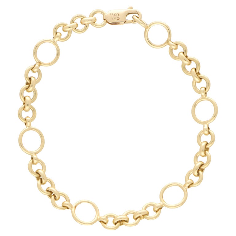 Vintage Tiffany & Co. Open Link Chain Bracelet Set in 18k Yellow Gold For Sale