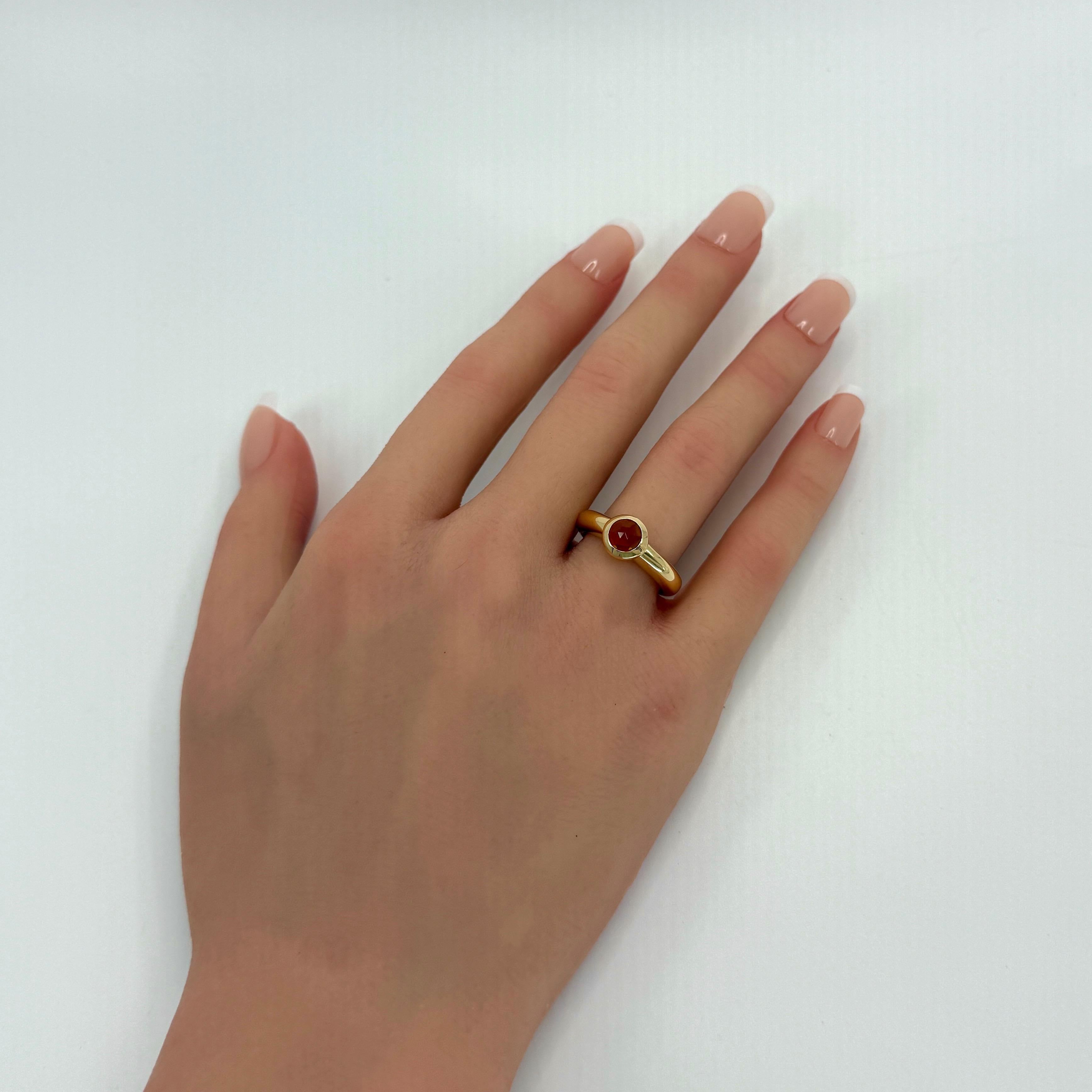 Women's Vintage Tiffany & Co. Orange Citrine Rose Cut 18k Yellow Gold Solitaire Ring For Sale