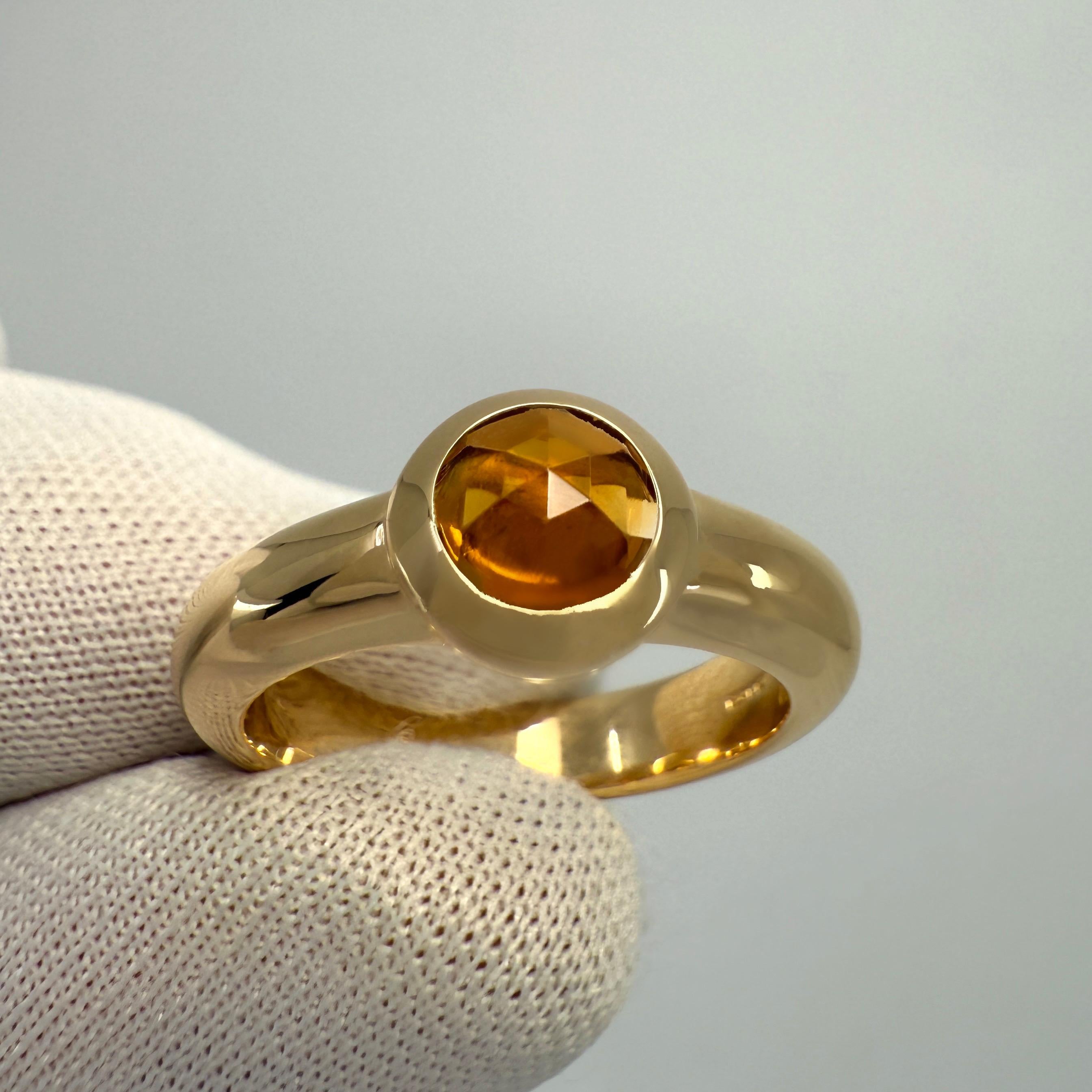 Vintage Tiffany & Co. Orange Citrine Rose Cut 18k Yellow Gold Solitaire Ring For Sale 1