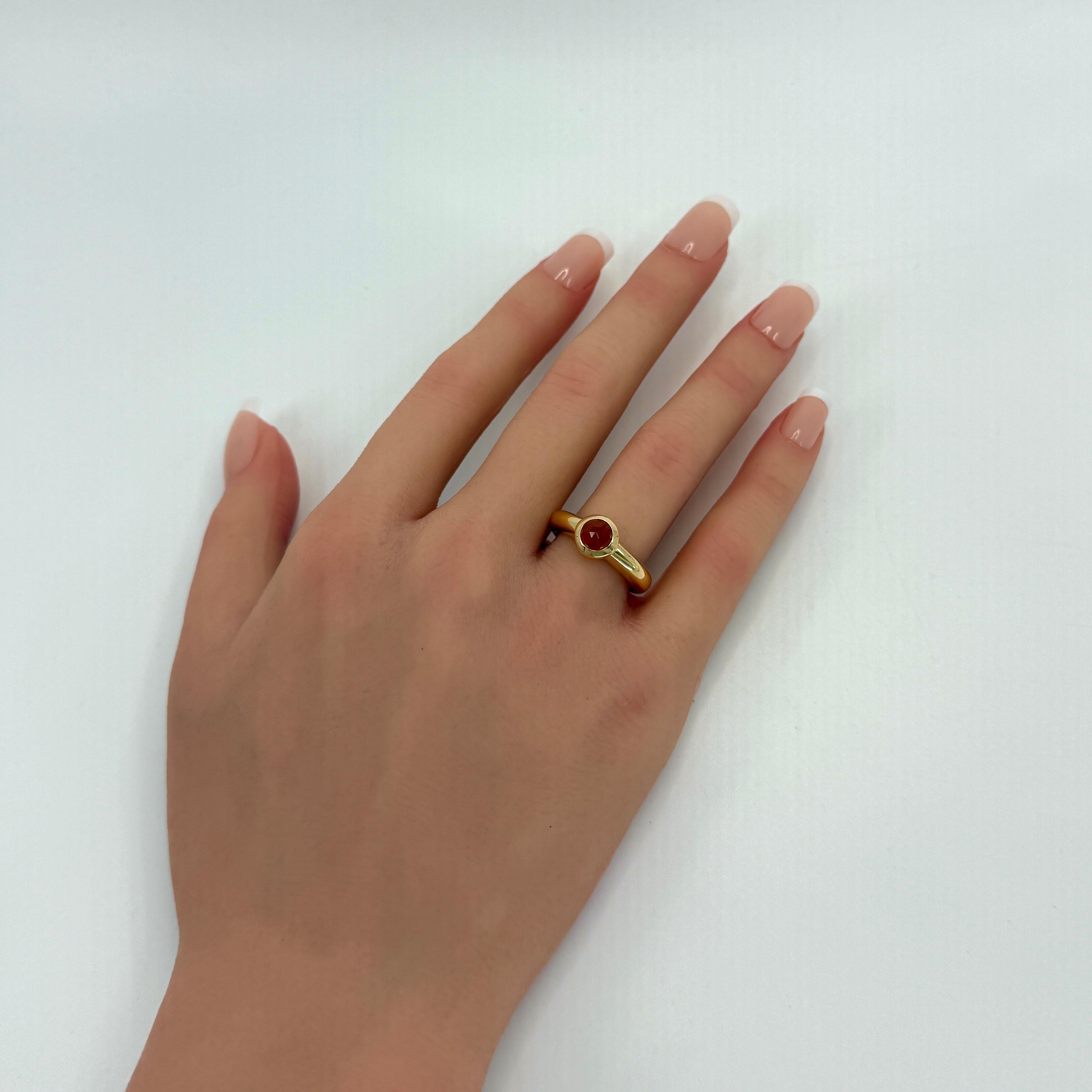 Vintage Tiffany & Co. Orange Citrine Rose Cut 18k Yellow Gold Solitaire Ring For Sale 4