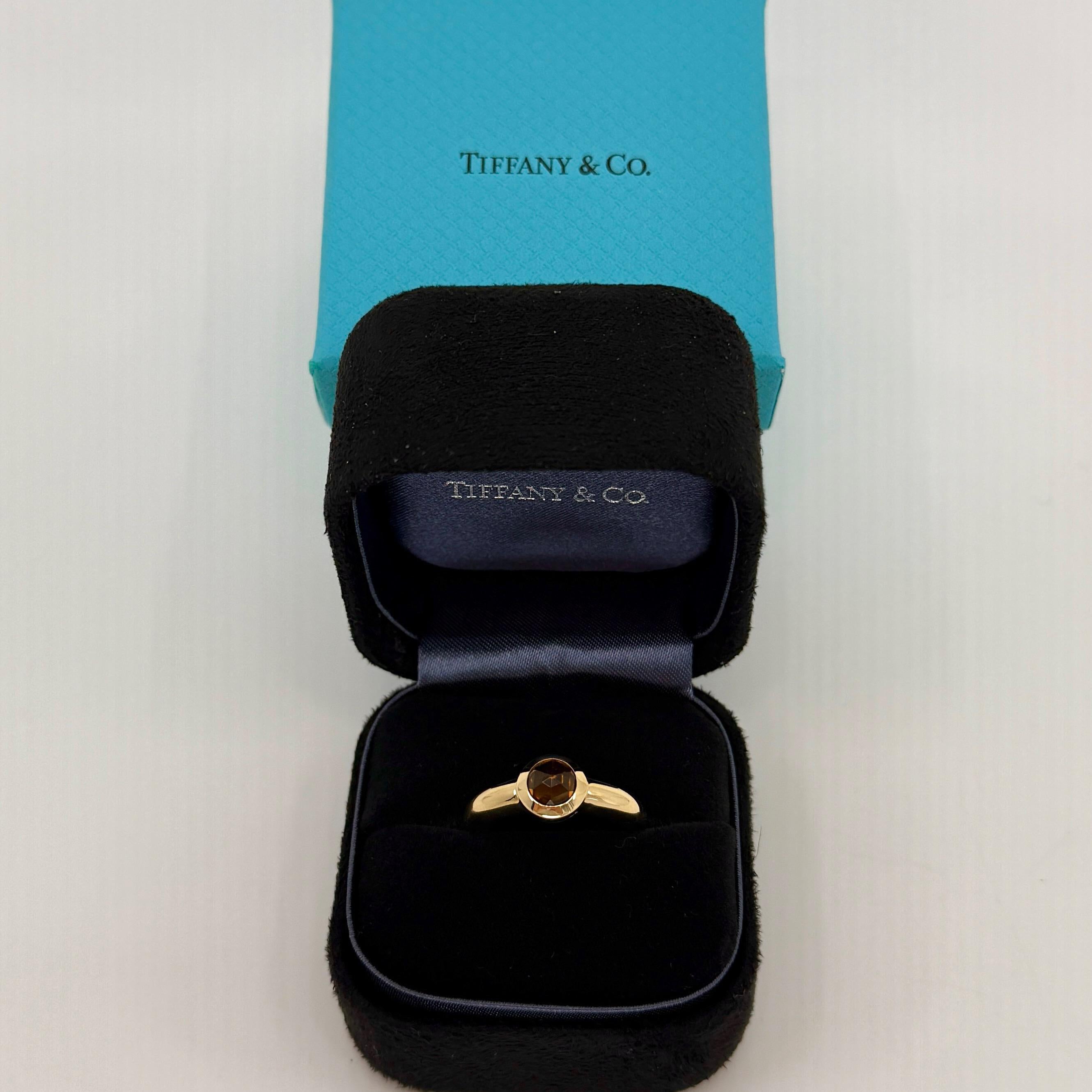 Vintage Tiffany & Co. Orange Citrine Rose Cut 18k Yellow Gold Solitaire Ring For Sale 5