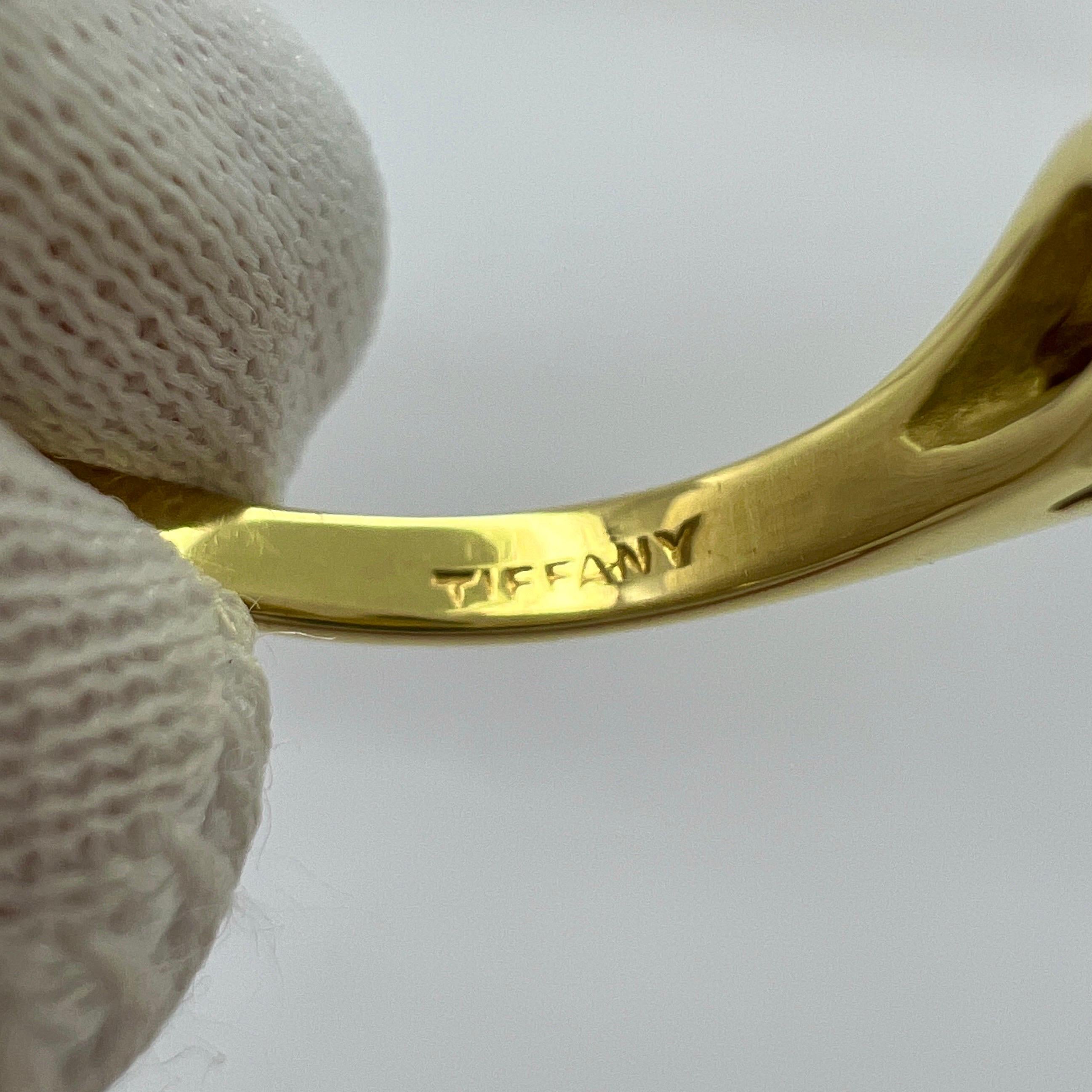 Vintage Tiffany & Co. Oval Cut Blue Sapphire & Diamond 18k Yellow Gold Ring 6