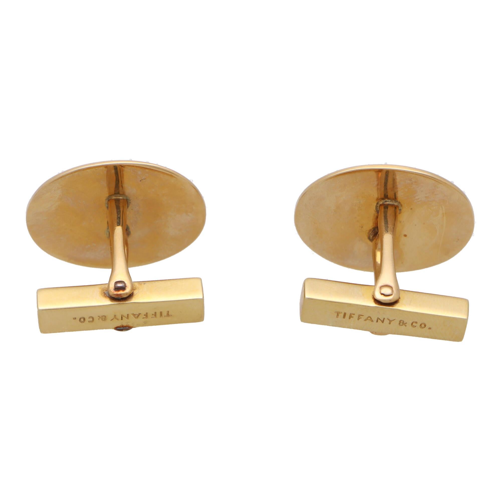 Vintage Tiffany & Co. Oval Swivel Back Cufflinks in 14k Yellow Gold For Sale 1