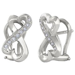 Vintage Tiffany & Co. Paloma Picasso 18 Karat White Gold Diamond Heart Earrings