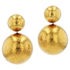 Vintage Tiffany & Co Paloma Picasso 18k Gold Hammered Planets Drop Earrings