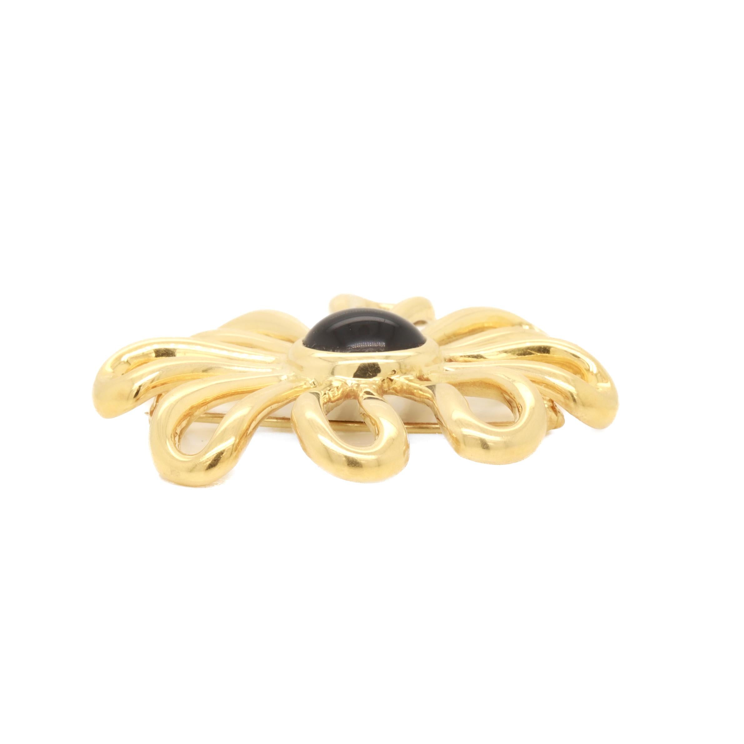 Vintage Tiffany & Co. Paloma Picasso 18K Gold & Onyx Daisy or Flower Brooch 4