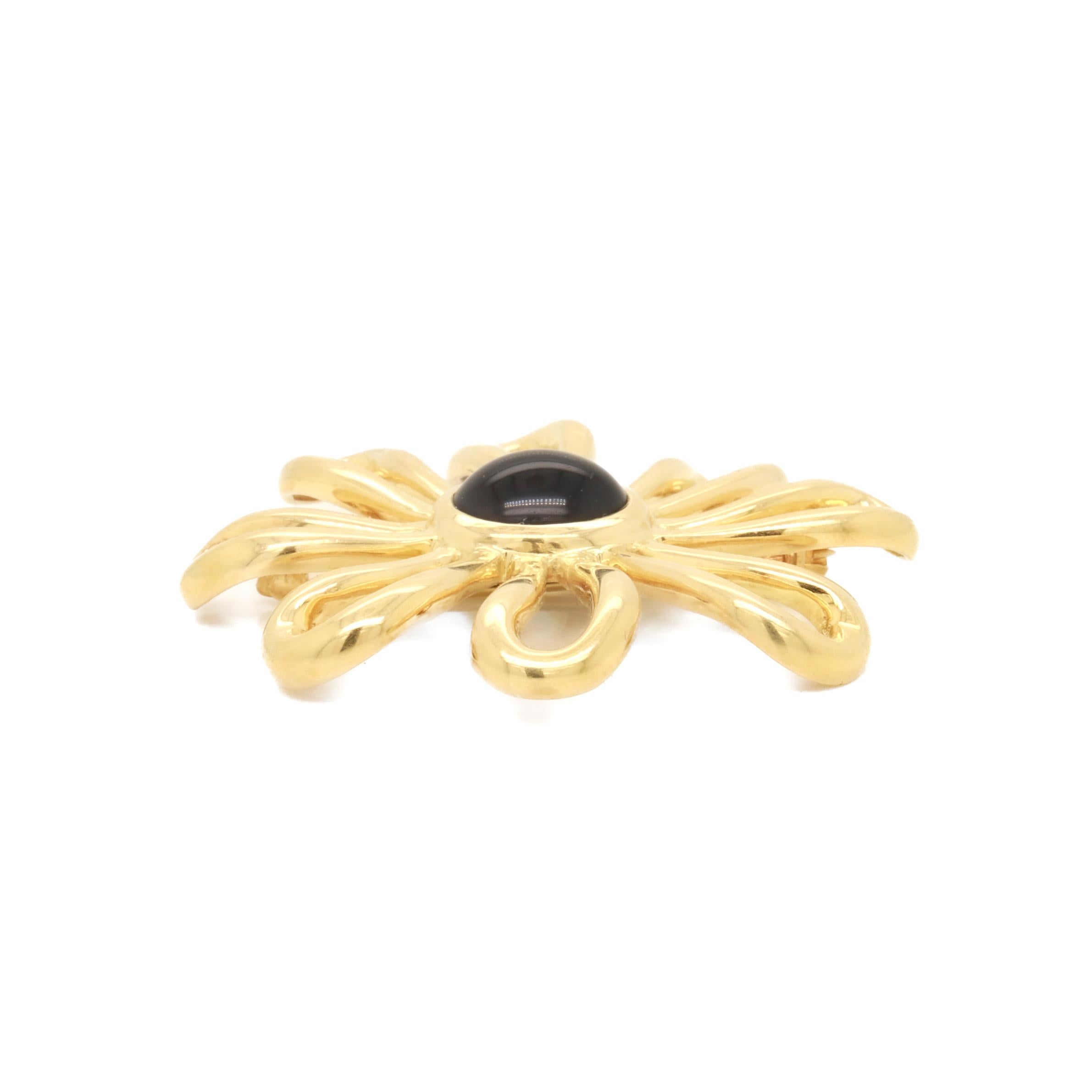 Vintage Tiffany & Co. Paloma Picasso 18K Gold & Onyx Daisy or Flower Brooch 2