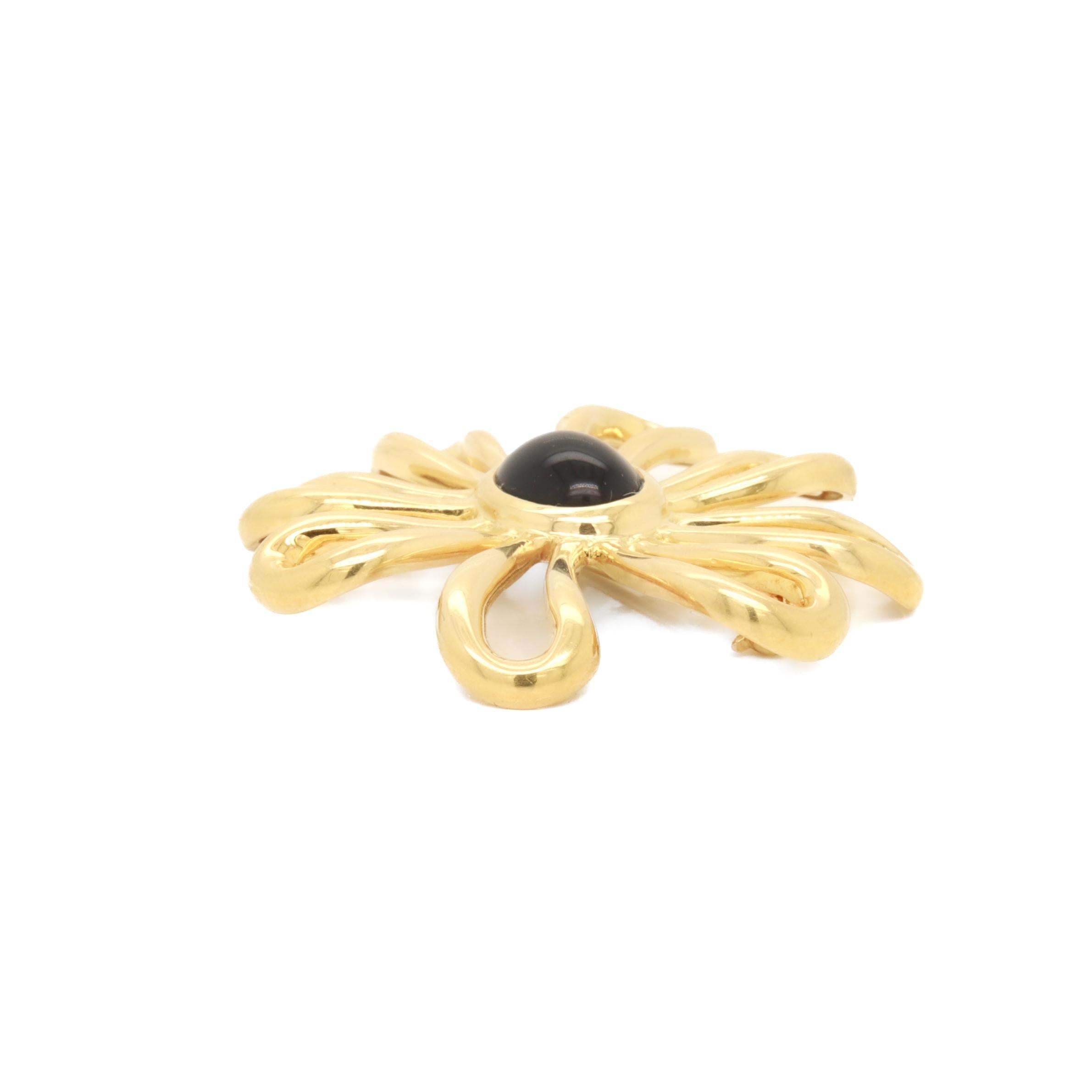 Vintage Tiffany & Co. Paloma Picasso 18K Gold & Onyx Daisy or Flower Brooch 3