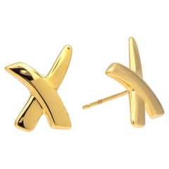 Tiffany
Co. d
epoca. Paloma Picasso Orecchini Graffiti X in oro giallo 18 carati Piccoli