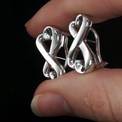Vintage Tiffany & Co Paloma Picasso Double Loving Heart Earrings Silver 925 6.5g