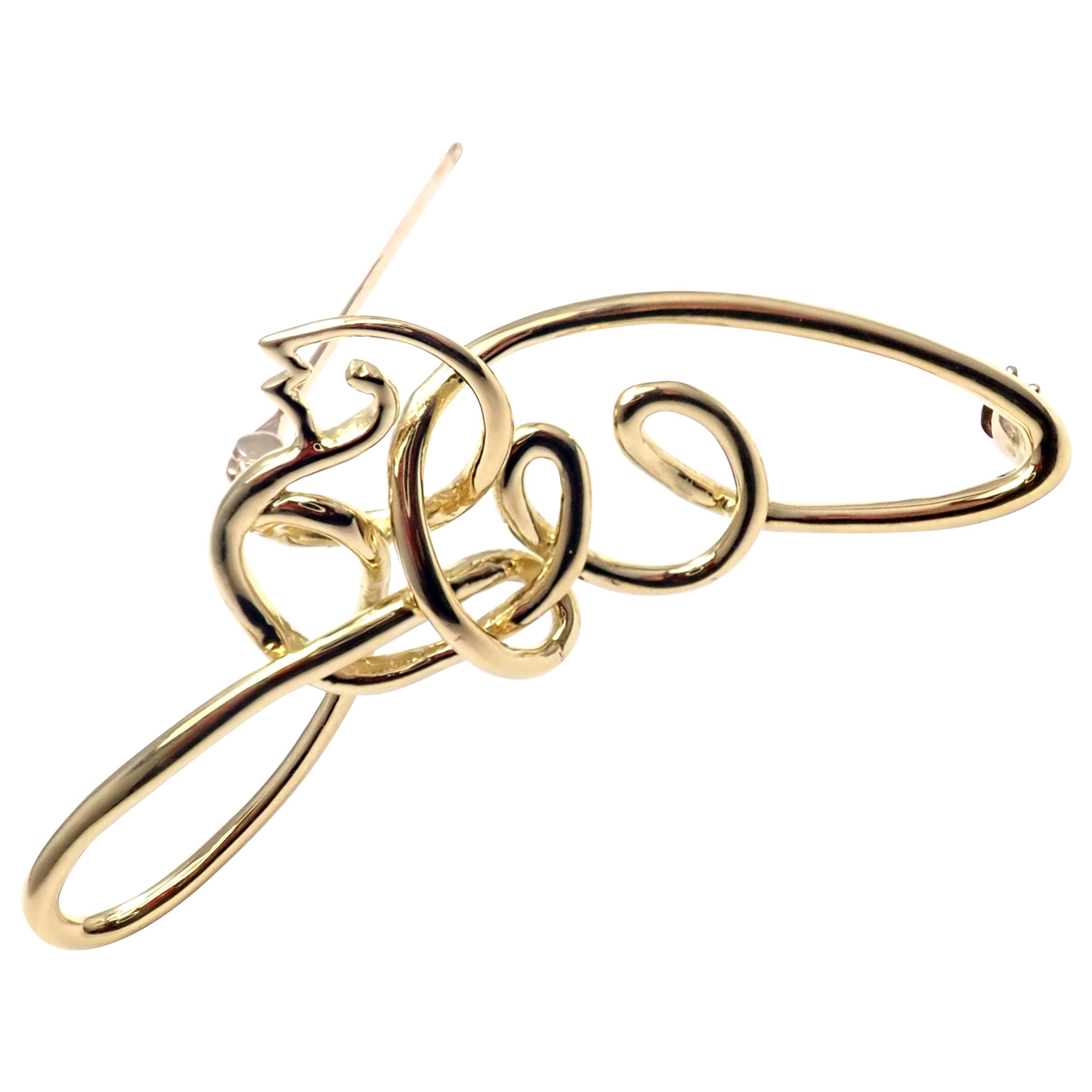Weinlese Tiffany & Co. Paloma Picasso Taube Gelbgold Pin Brosche