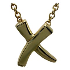 Vintage Tiffany & Co. Paloma Picasso Graffiti X Cross 18k Gold Pendant Necklace