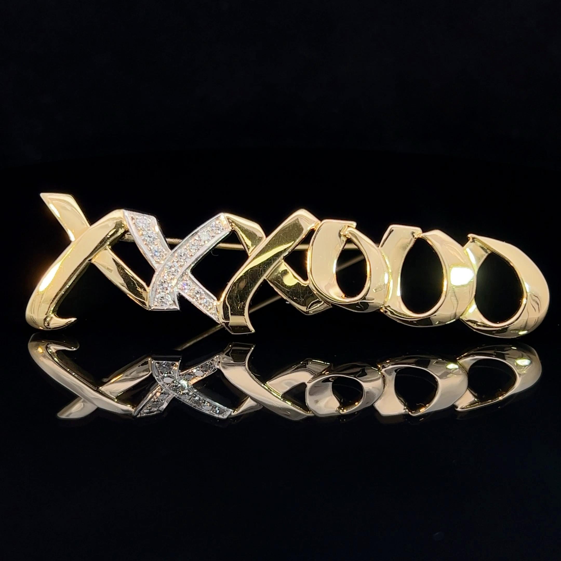 Modern Vintage Tiffany & Co. Paloma Picasso Hugs & Kisses Diamond Set Brooch Circa 1980