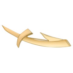 Vintage Tiffany & Co. Paloma Picasso Rare Modernist 18K Yellow Gold Brooch 1.6"