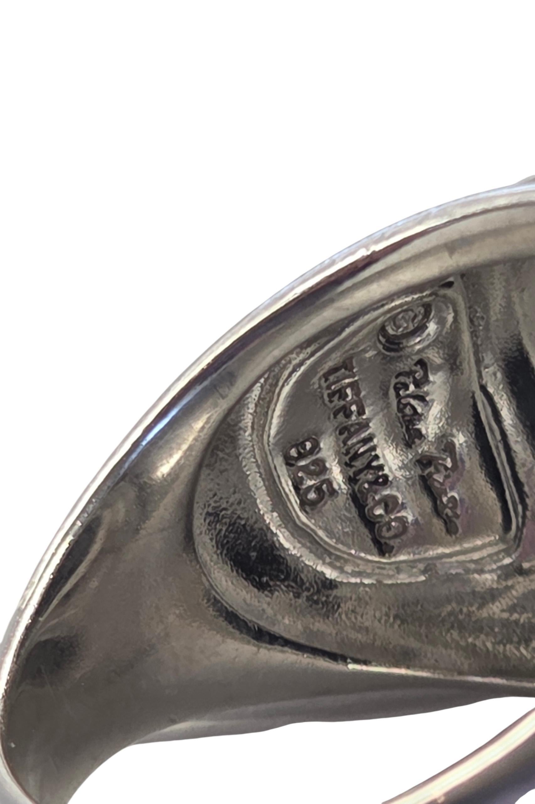 Taille ovale Vintage Tiffany & Co. Paloma Picasso Bague en argent sterling en onyx #24075 en vente