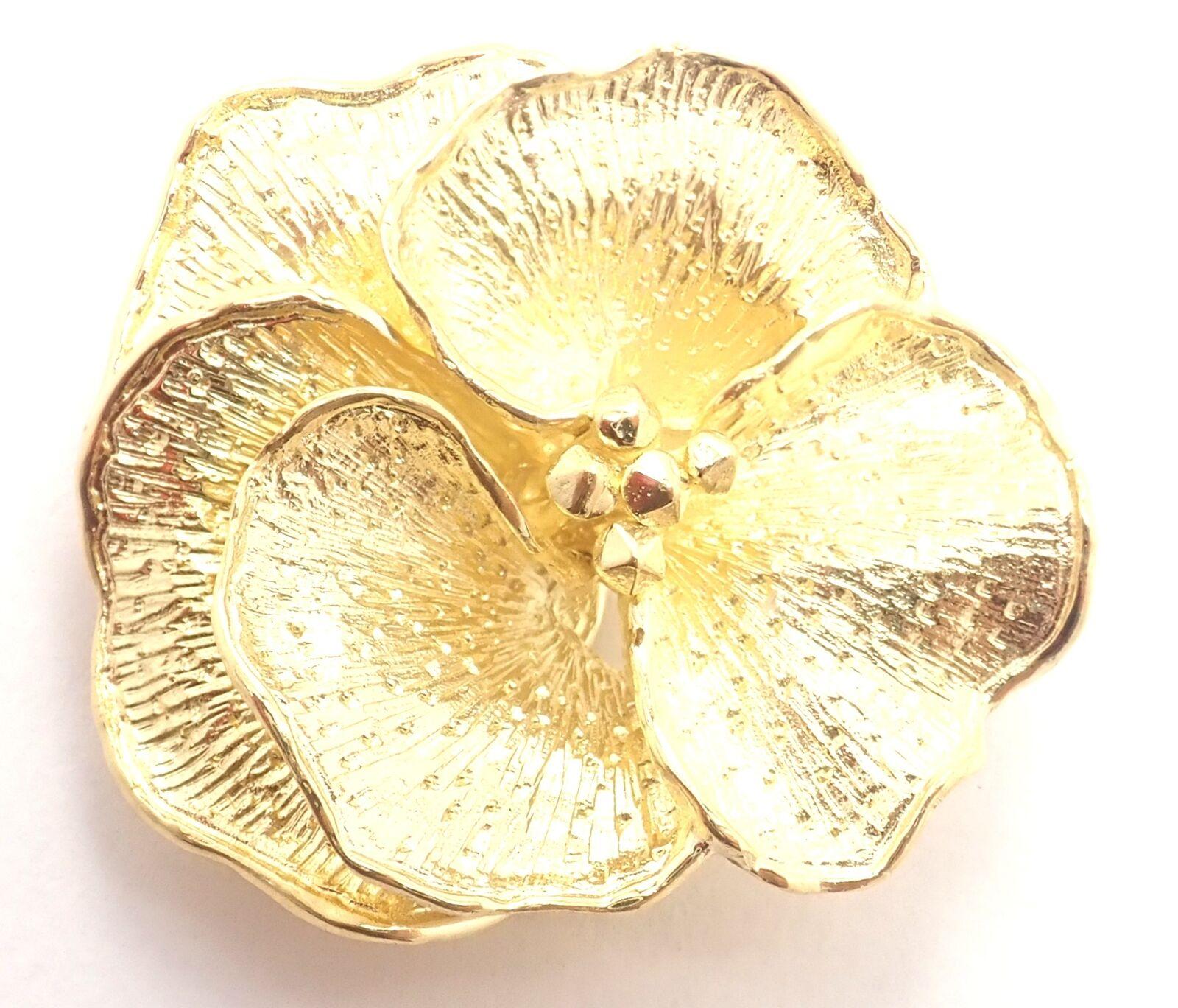 Vintage Tiffany & Co Pansy Flower Yellow Gold Pin Brooch 1