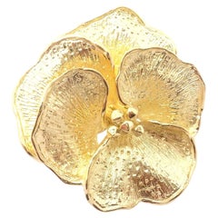 Vintage Tiffany & Co Pansy Flower Yellow Gold Pin Brooch