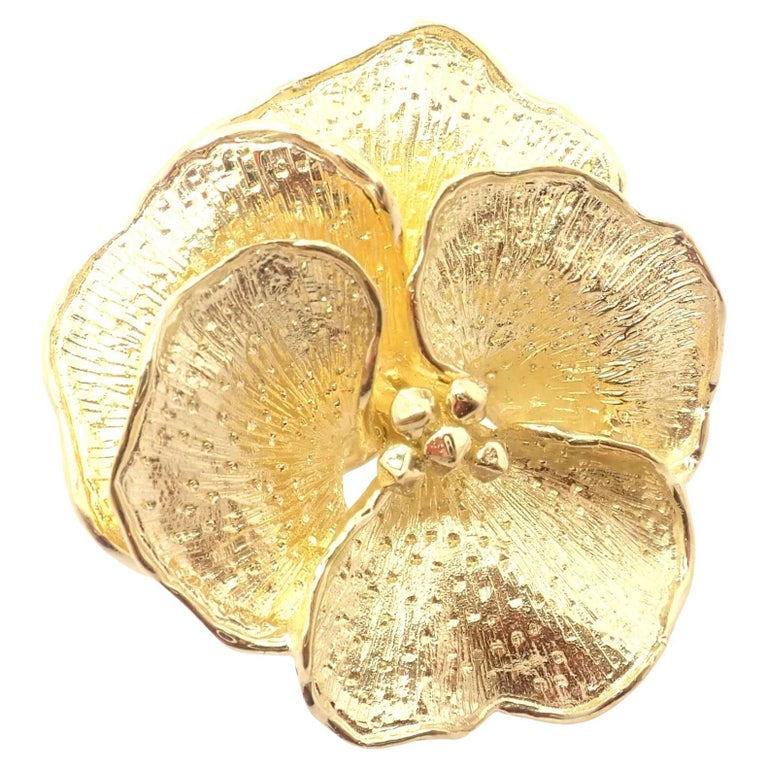Vintage Tiffany and Co Pansy Flower Yellow Gold Pin Brooch For Sale at ...