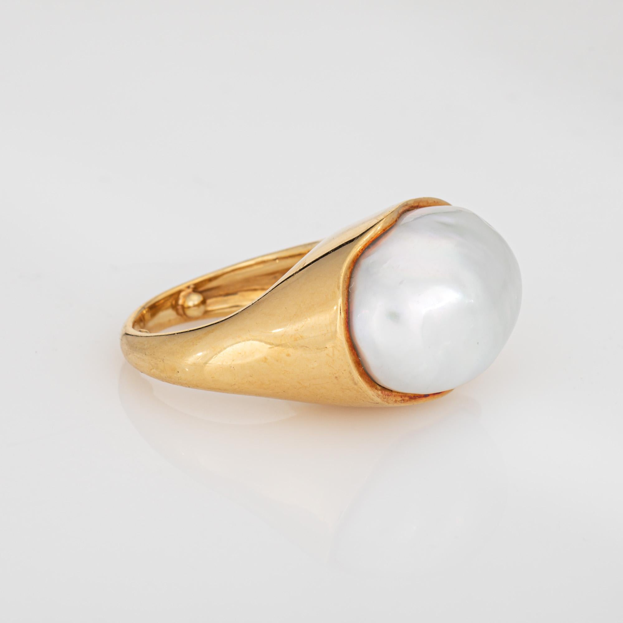 Vintage Tiffany & Co Anillo de perlas Elsa Peretti Sz 5.5 Oro amarillo 18k Firmado Moderno en venta