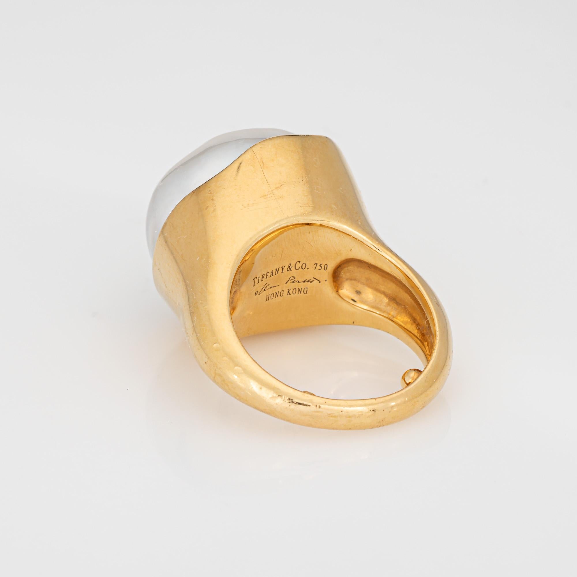 Vintage Tiffany & Co Anillo de perlas Elsa Peretti Sz 5.5 Oro amarillo 18k Firmado en Bueno estado para la venta en Torrance, CA