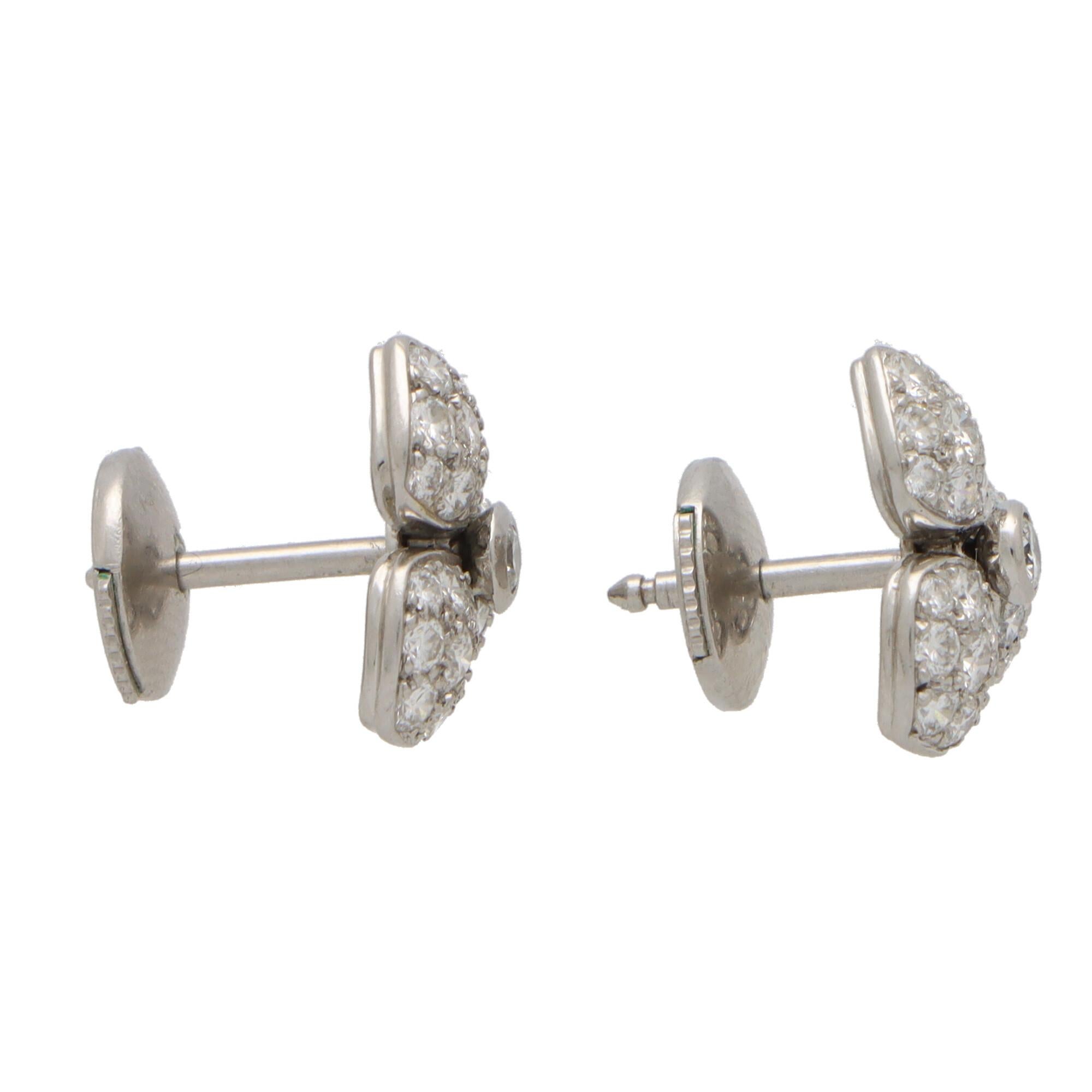 Modern Vintage Tiffany & Co. Petals Diamond Earrings Set in Platinum