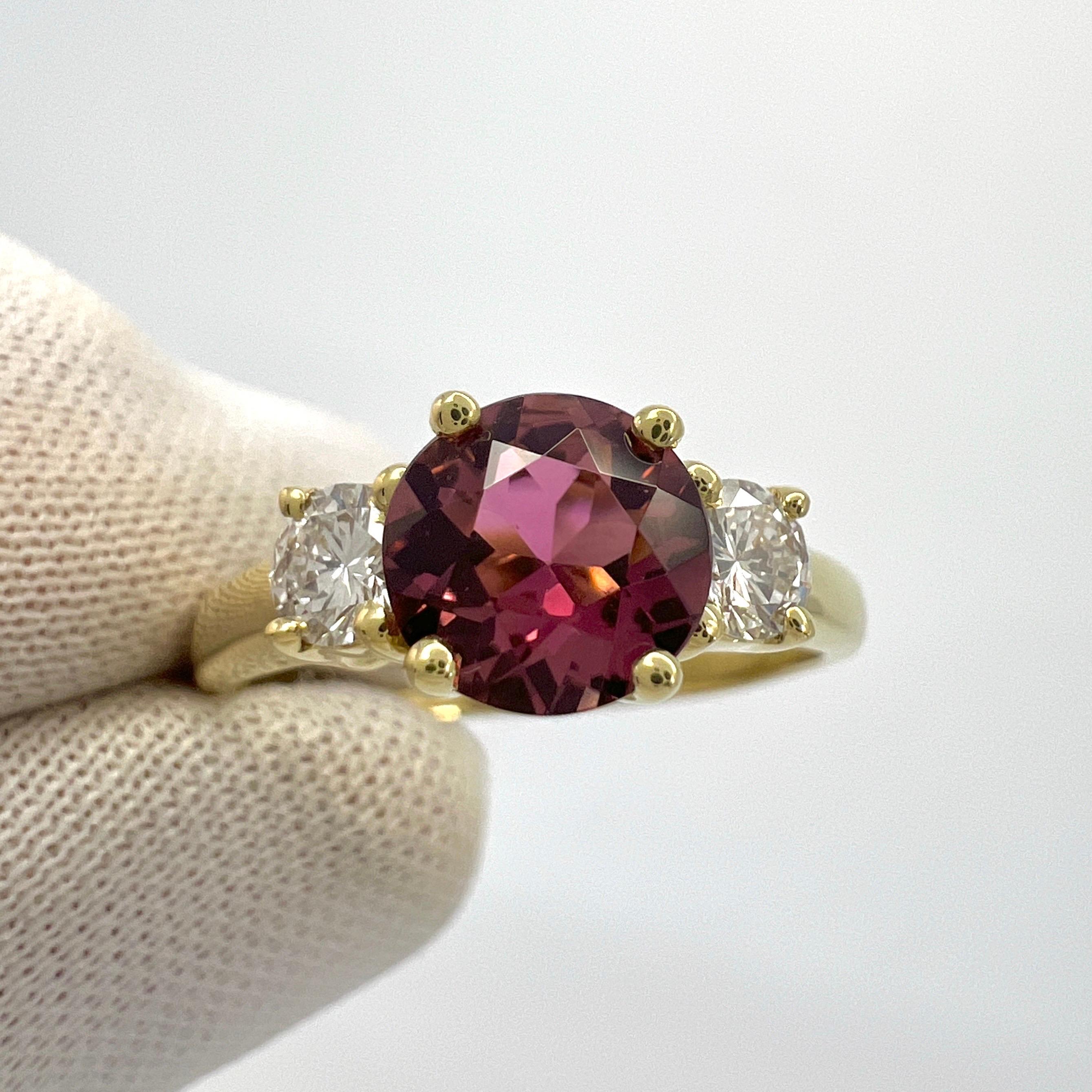 Vintage Tiffany & Co Pink Tourmaline & Diamond 18k Yellow Gold Three Stone Ring 1