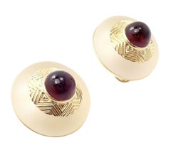 Vintage Tiffany & Co Pink Tourmaline Rock Crystal Yellow Gold Earrings