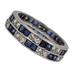 Vintage Tiffany & Co. Platinum 3.00ctw Sapphire & Diamond Eternity Band