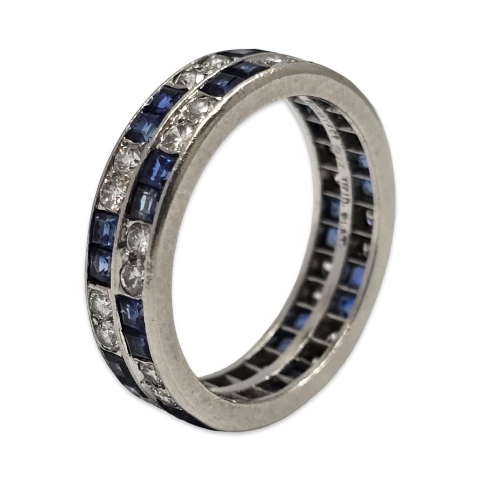 Weinlese Tiffany & Co. Platin 3.00ctw Saphir & Diamant Eternity Band im Zustand „Hervorragend“ im Angebot in Miami, FL