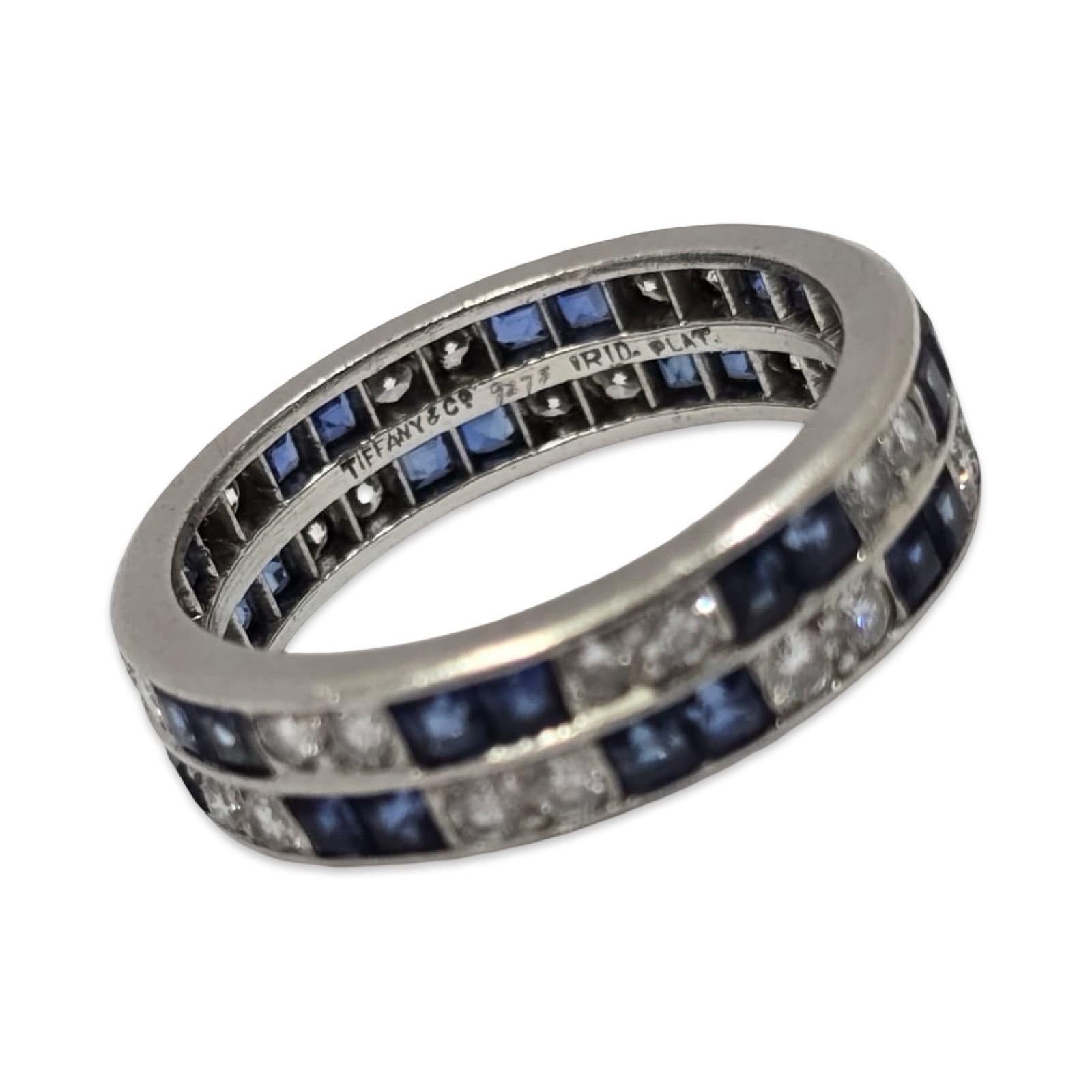 Weinlese Tiffany & Co. Platin 3.00ctw Saphir & Diamant Eternity Band Damen im Angebot