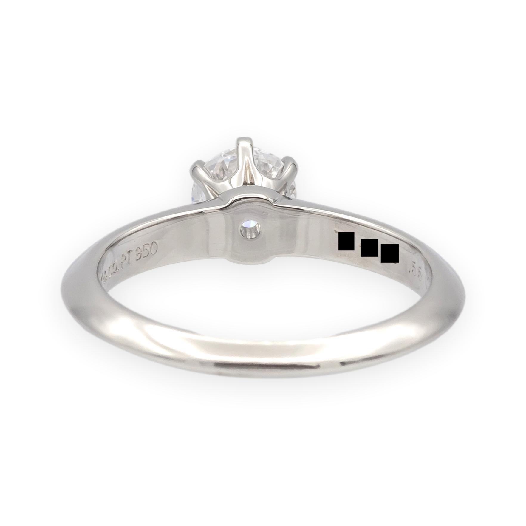 Taille brillant Vintage Tiffany & Co. Bague de fiançailles solitaire en platine avec un diamant de 55ct D VS2 en vente
