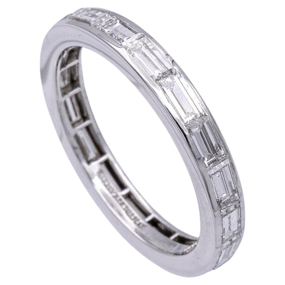 Weinlese Tiffany & Co. Platin Baguette Channel 3mm Bandring im Angebot