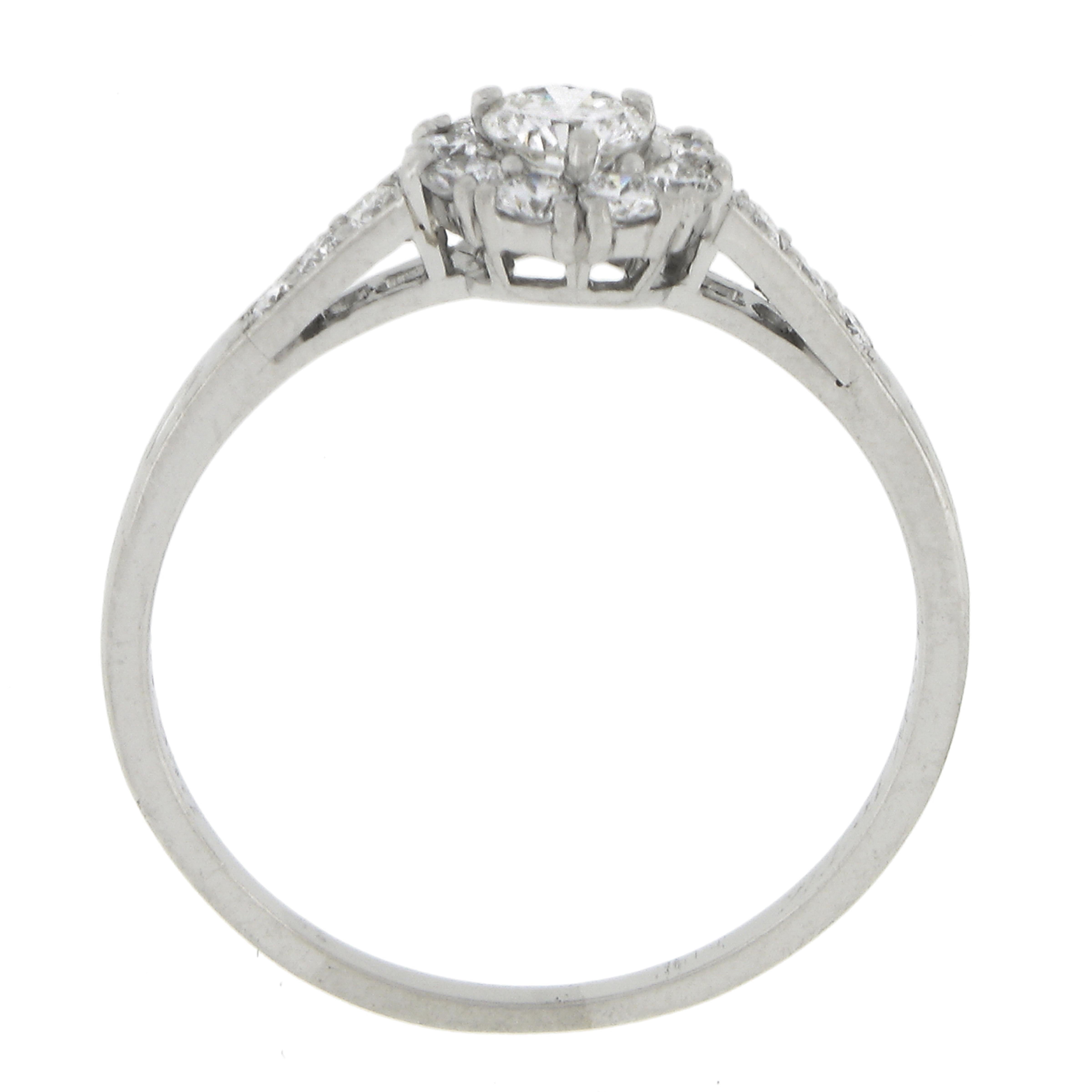 Vintage Tiffany & Co. Platinum Brilliant Diamond Cluster Petite Promise Ring In Good Condition In Montclair, NJ