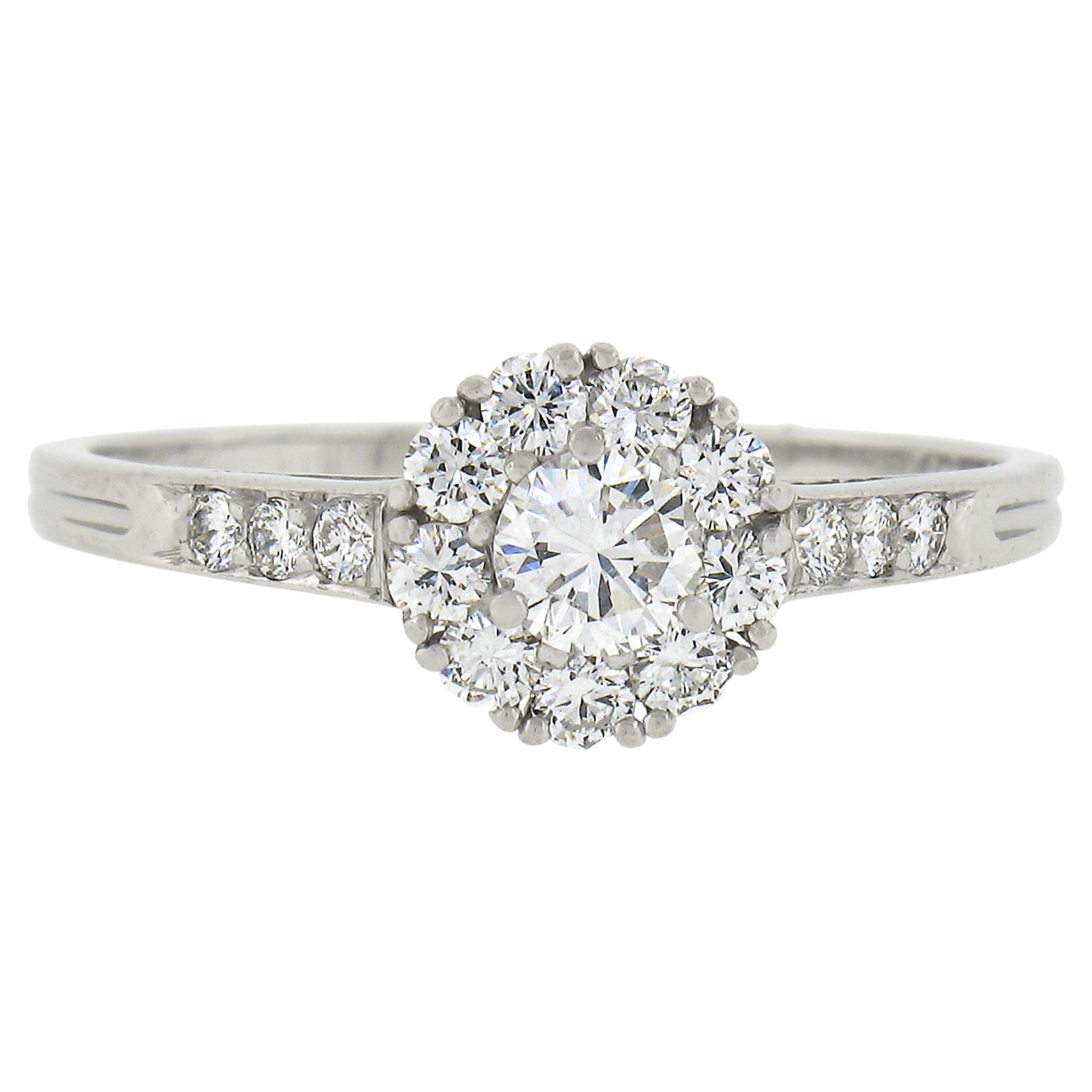 Vintage Tiffany & Co. Platinum Brilliant Diamond Cluster Petite Promise Ring
