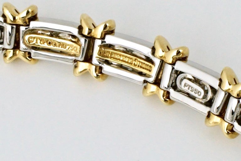Vintage Tiffany and Co. Platinum Diamond 18 Karat Gold X Link Collier  Necklace at 1stDibs