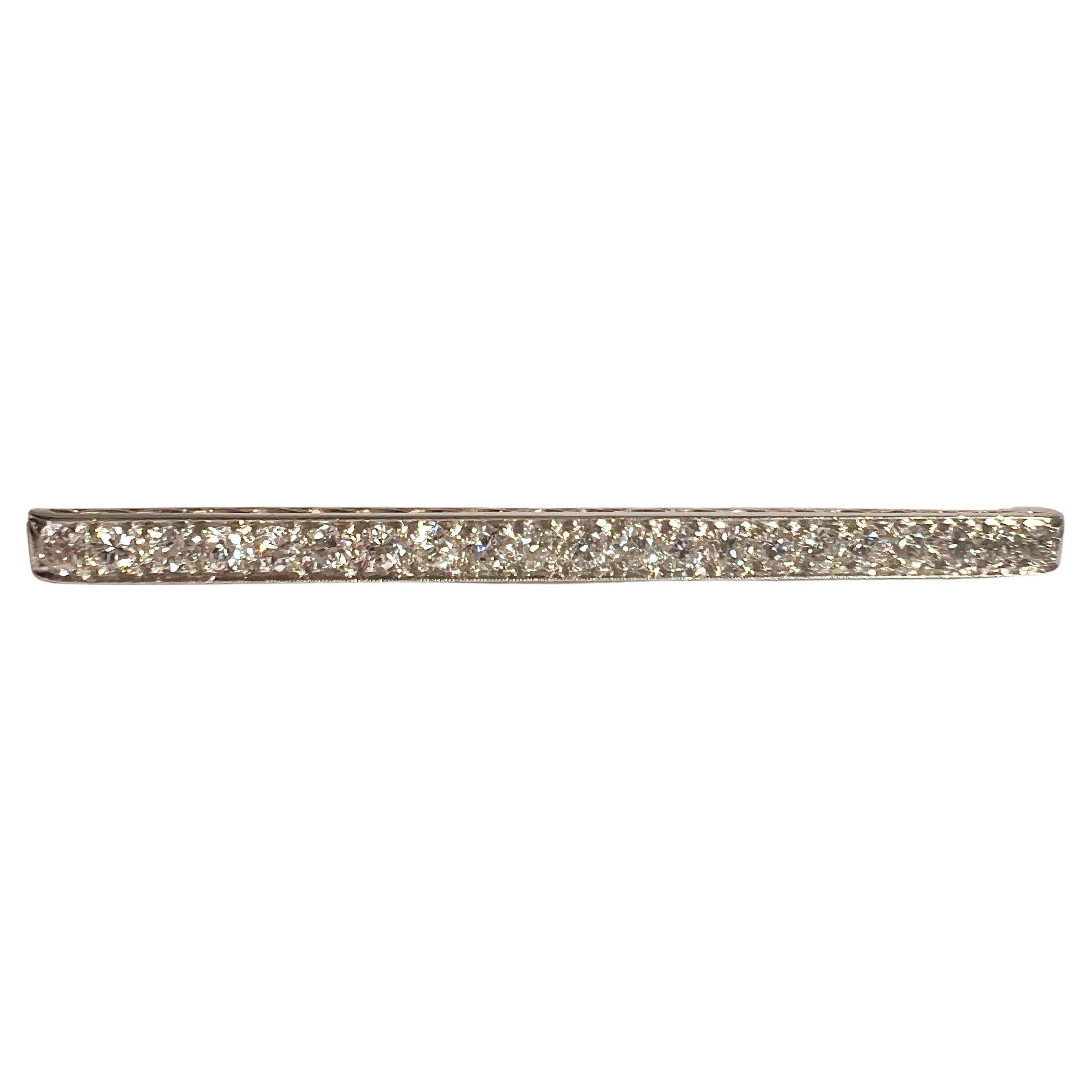 Vintage Tiffany & Co Platinum Diamond and 18k Gold Bar Brooch
